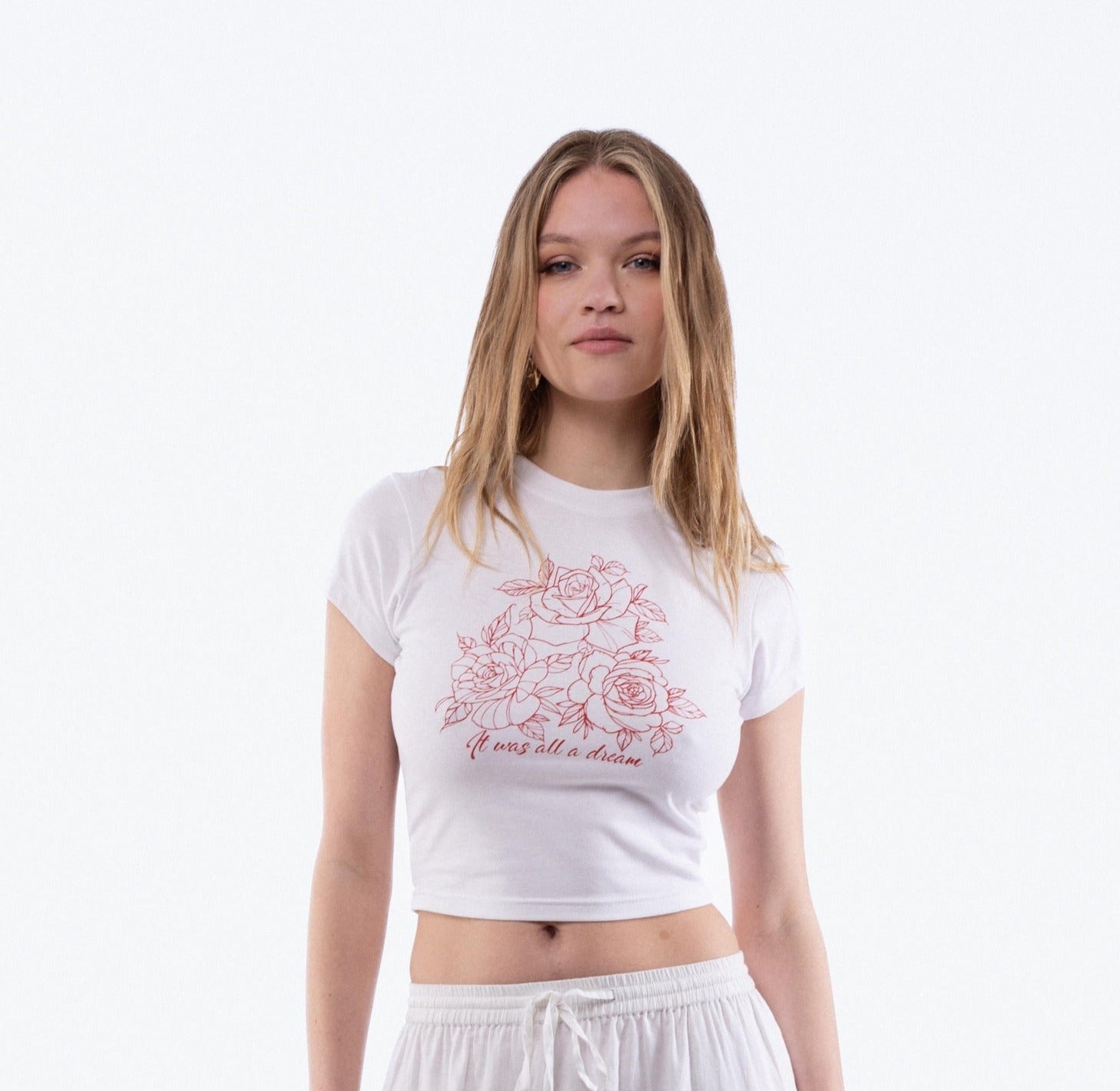 Rose Dream Cropped Tee, SILKROAD DAUGHTERS , Shirts & Tops, Rose Dream Cropped Tee