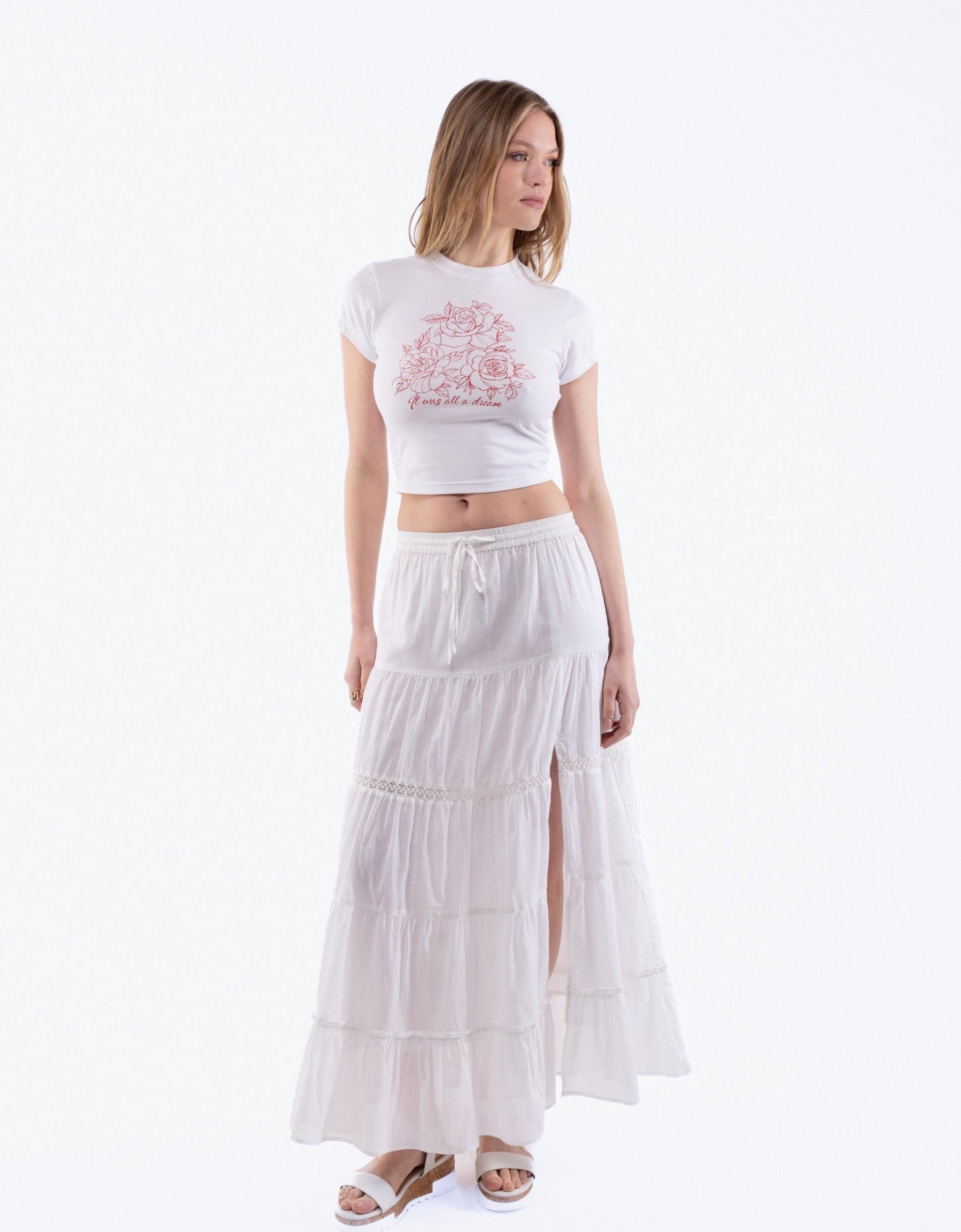 Rose Dream Cropped Tee, SILKROAD DAUGHTERS , Shirts & Tops, Rose Dream Cropped Tee