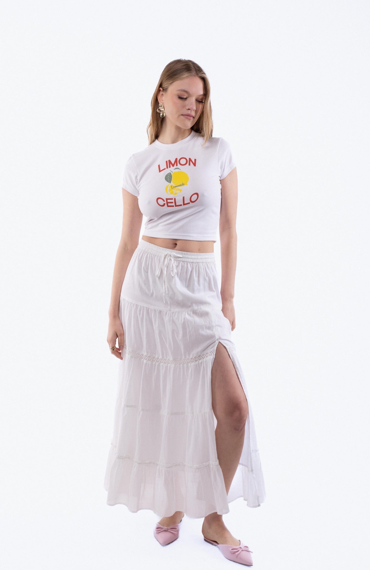 Limoncello Cropped Tee, SILKROAD DAUGHTERS , Shirts & Tops, Limoncello Cropped Tee