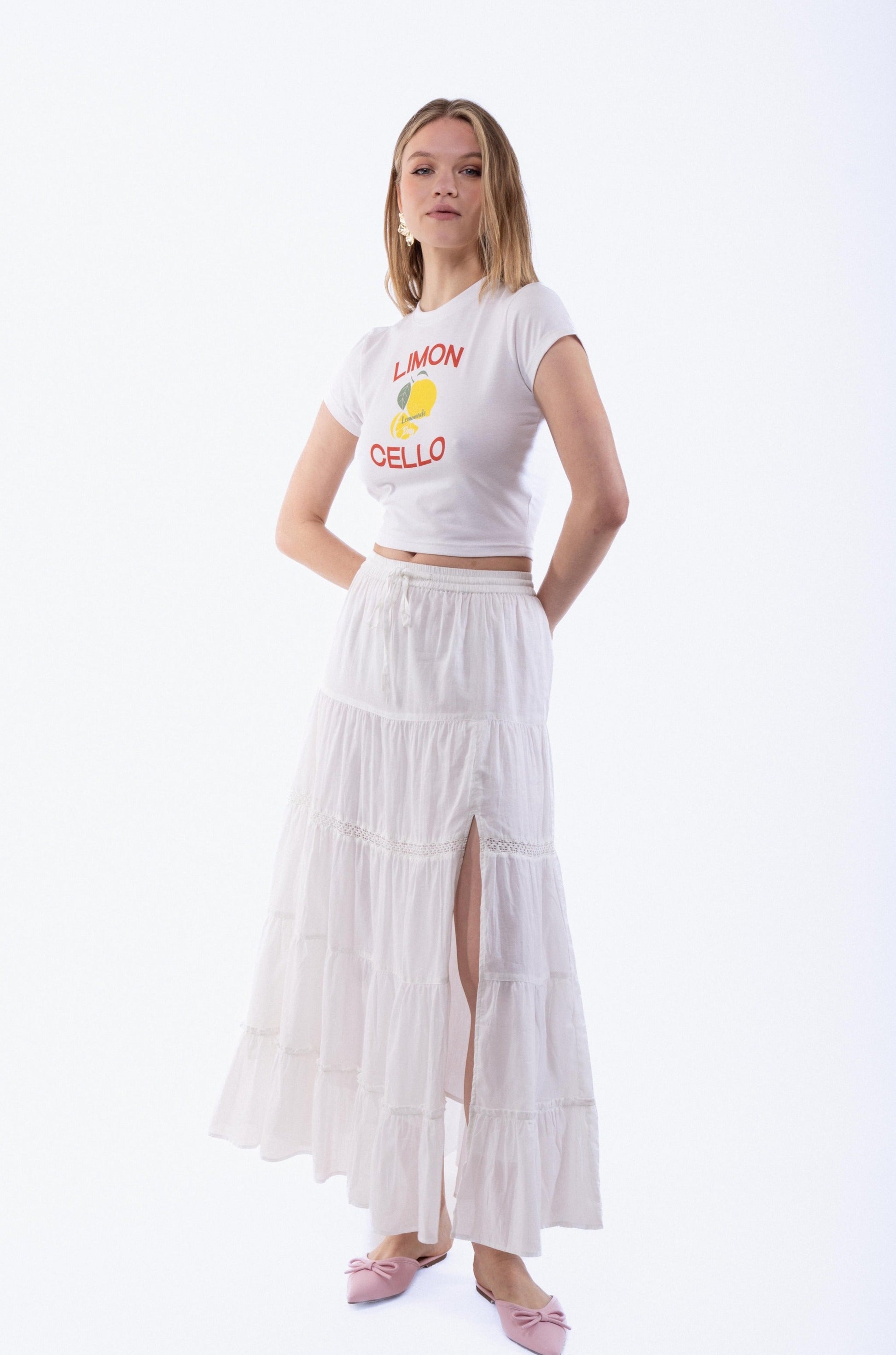 Limoncello Cropped Tee, SILKROAD DAUGHTERS , Shirts & Tops, Limoncello Cropped Tee