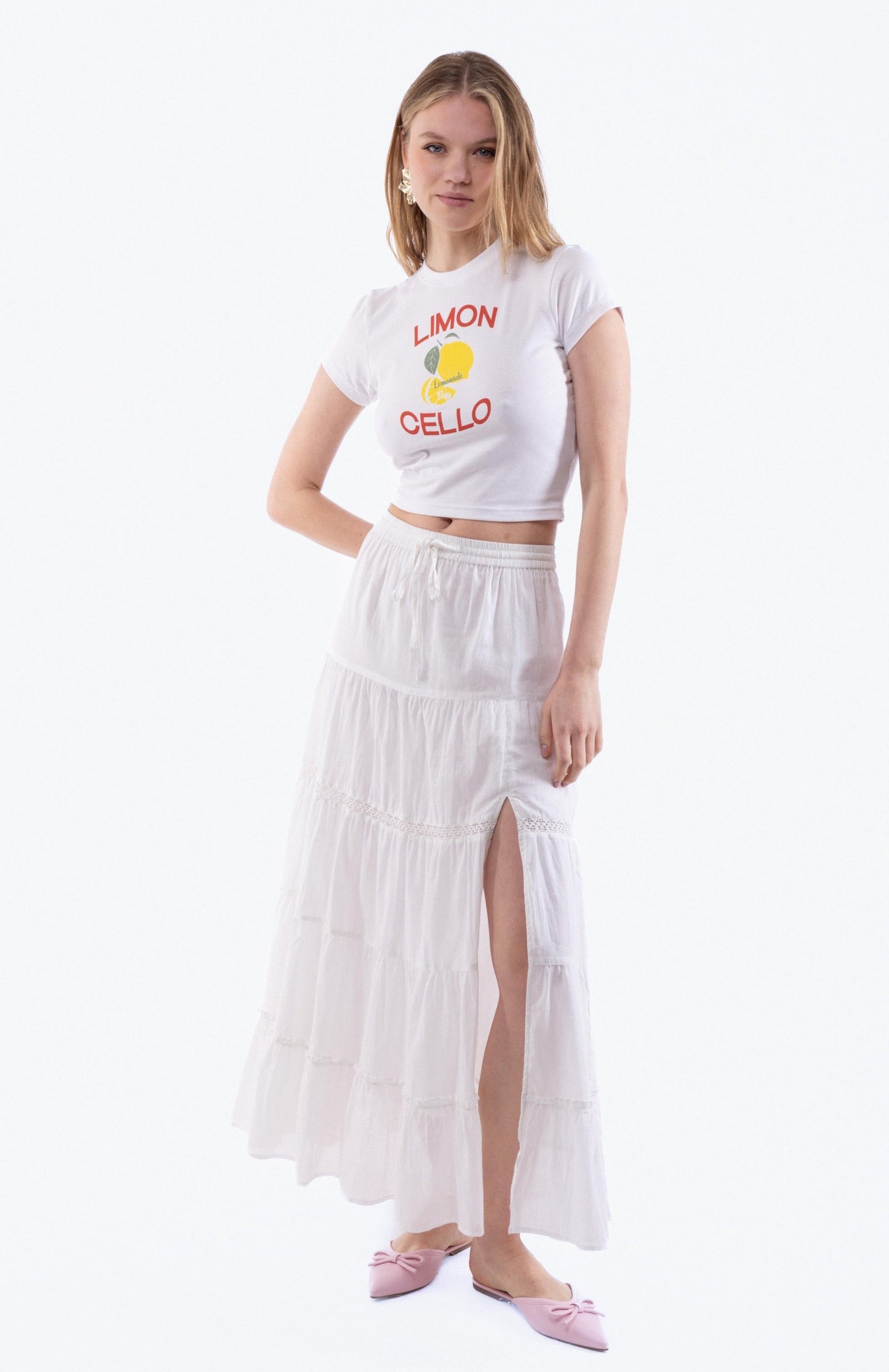 Limoncello Cropped Tee, SILKROAD DAUGHTERS , Shirts & Tops, Limoncello Cropped Tee