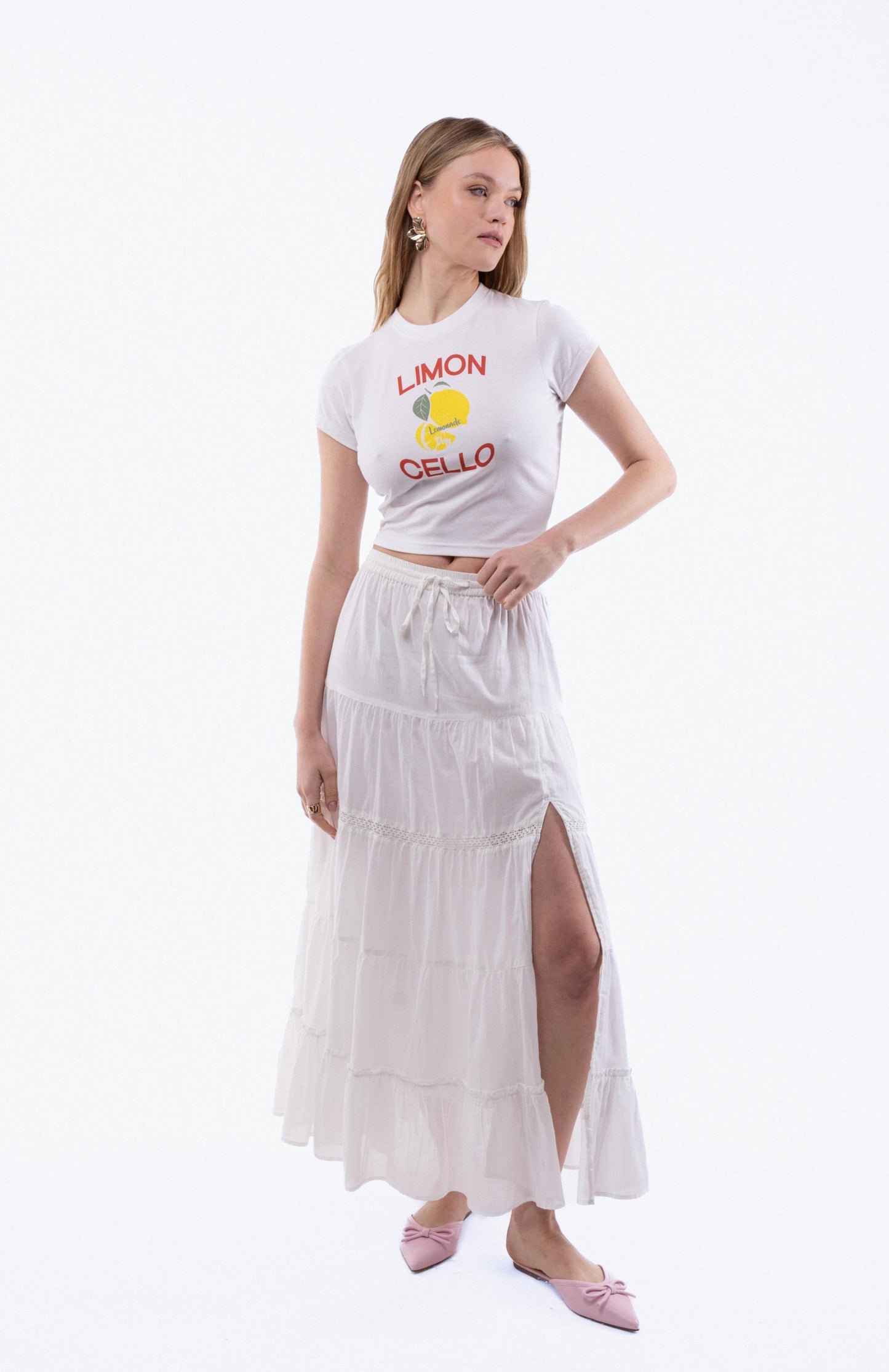 Limoncello Cropped Tee, SILKROAD DAUGHTERS , Shirts & Tops, Limoncello Cropped Tee