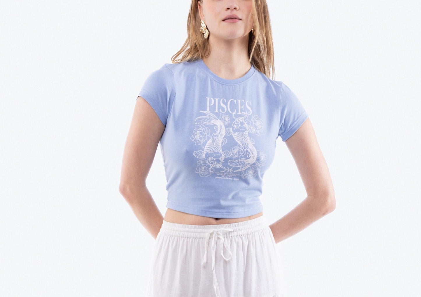 Pisces Cropped Tee, SILKROAD DAUGHTERS , Shirts & Tops, Tops