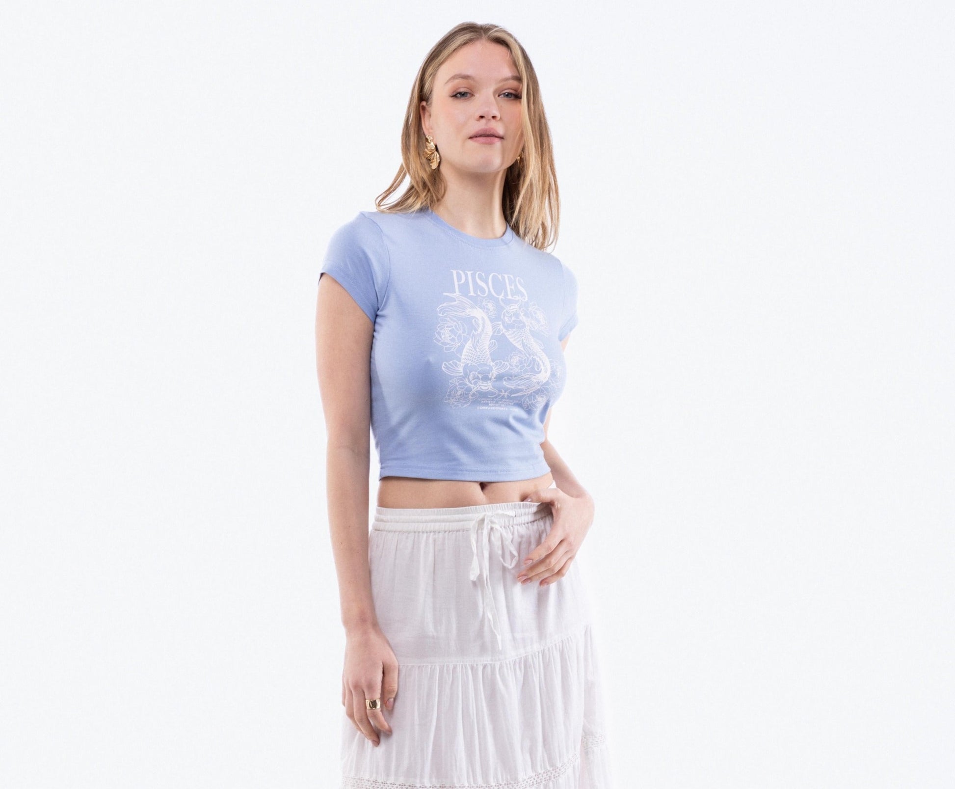 Pisces Cropped Tee, SILKROAD DAUGHTERS , Shirts & Tops, Tops