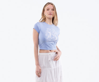 Pisces Cropped Tee, SILKROAD DAUGHTERS , Shirts & Tops, Tops