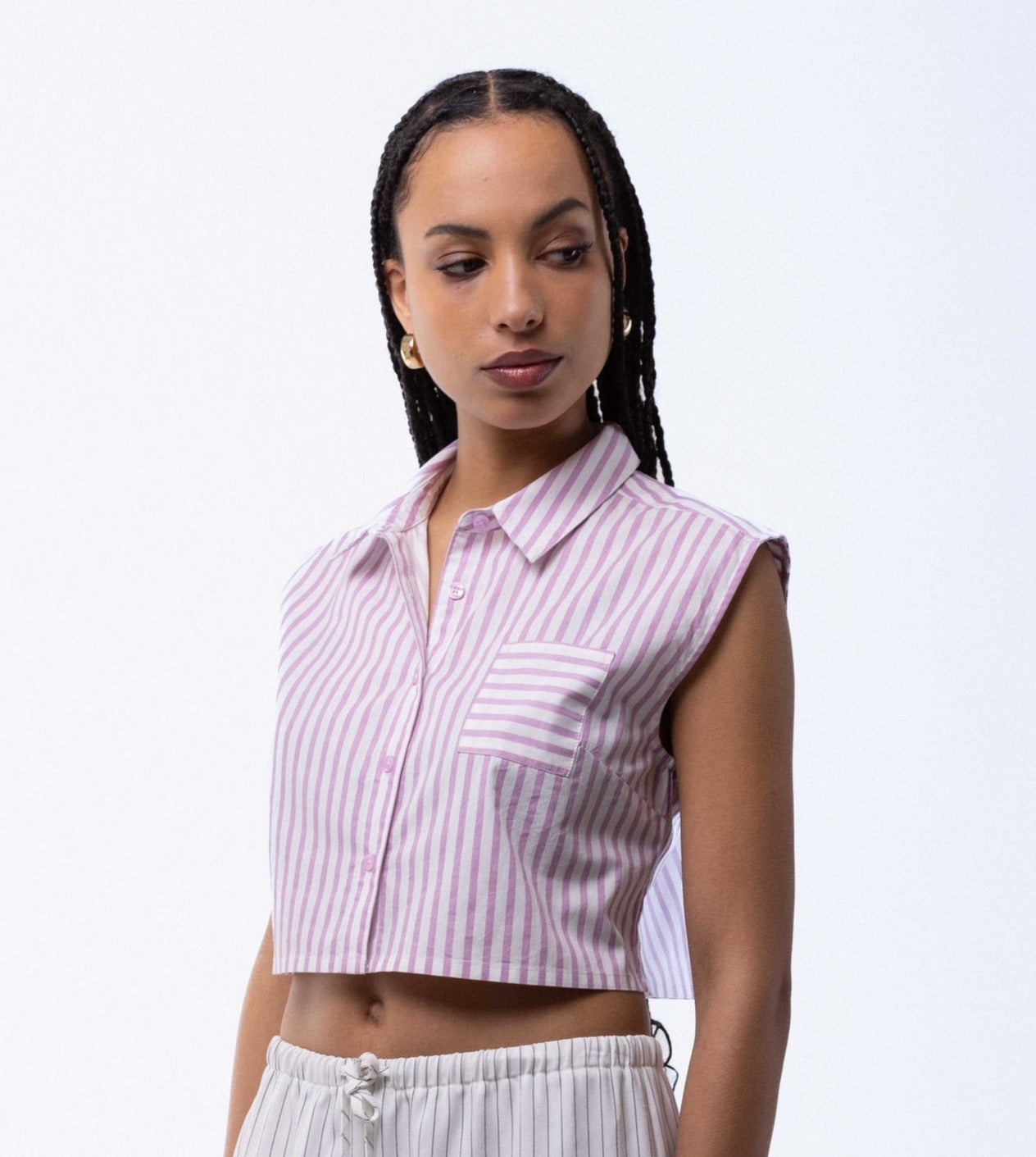 Sleeveless Stripe Cropped Skirt, SILKROAD DAUGHTERS , Shirts & Tops, Shirts