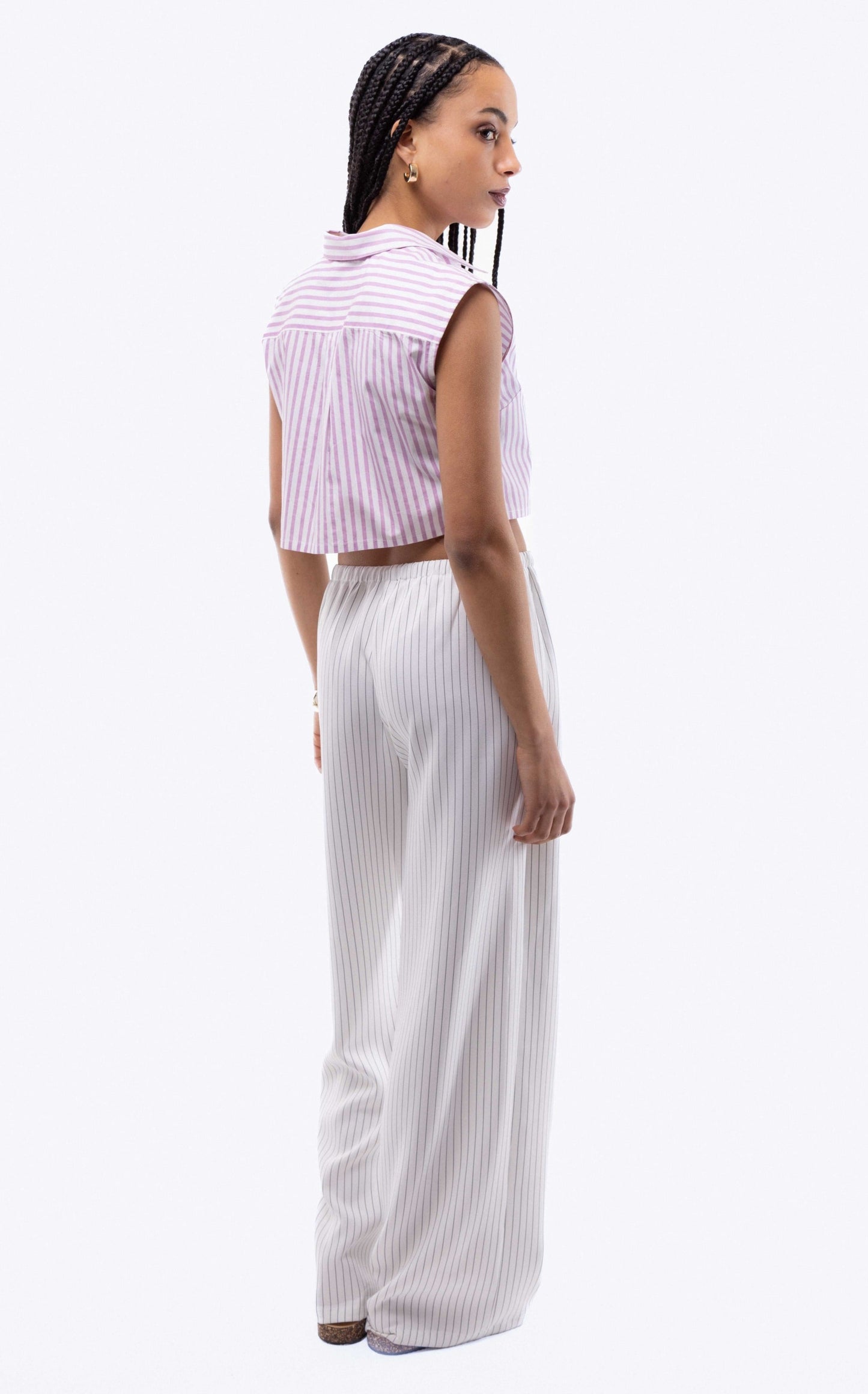 Sleeveless Stripe Cropped Skirt, SILKROAD DAUGHTERS , Shirts & Tops, Shirts