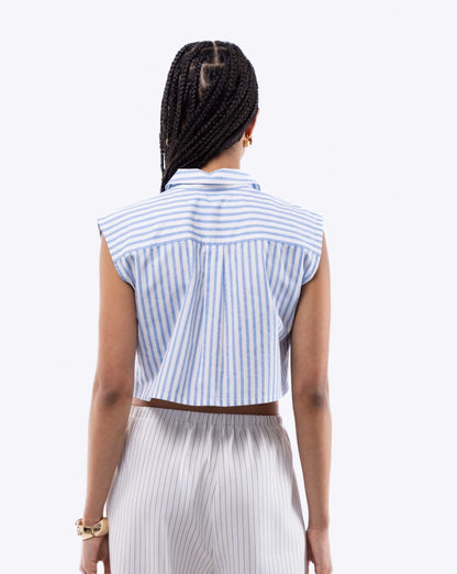 Sleeveless Stripe Cropped Skirt, SILKROAD DAUGHTERS , Shirts & Tops, Shirts