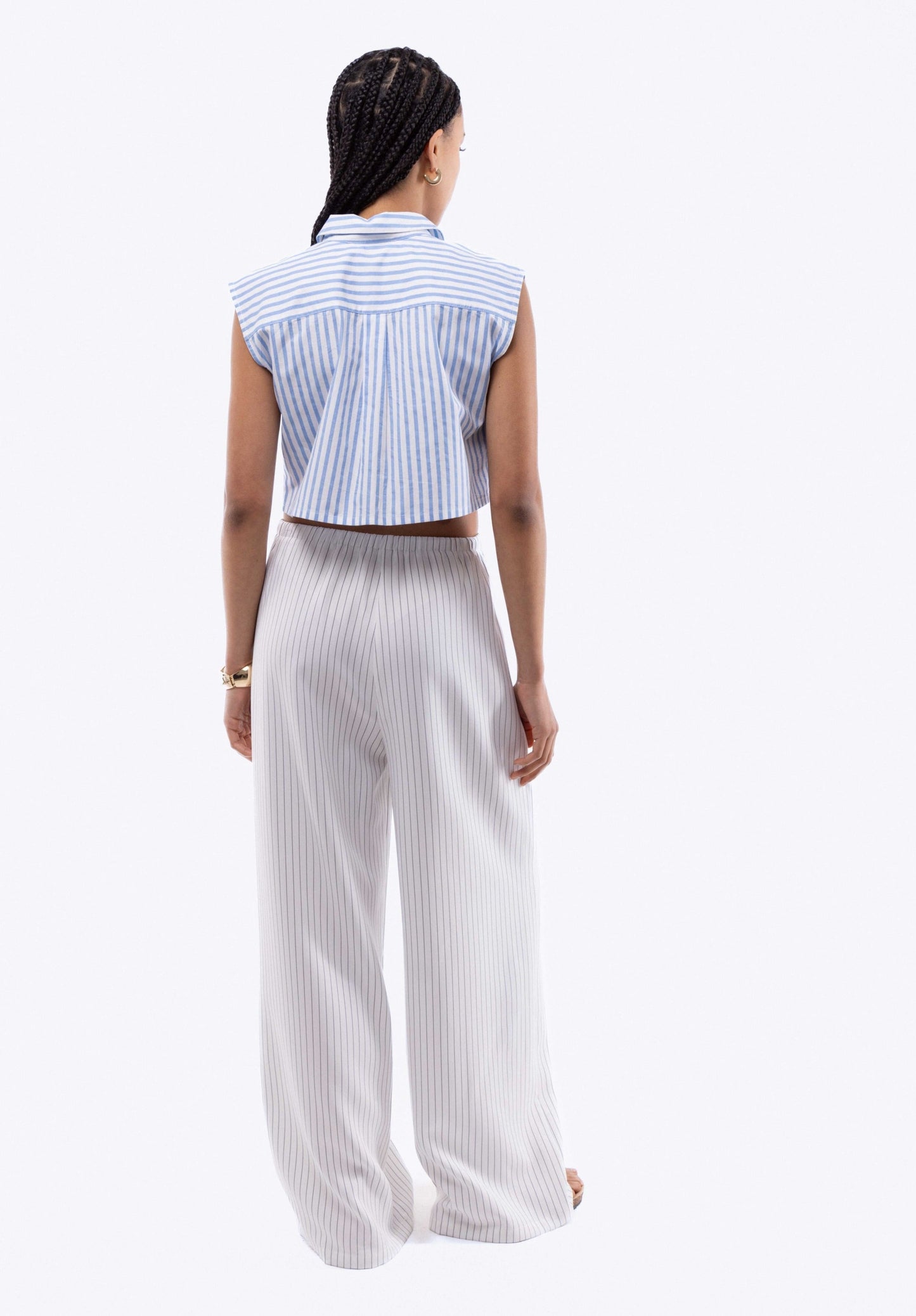 Sleeveless Stripe Cropped Skirt, SILKROAD DAUGHTERS , Shirts & Tops, Shirts