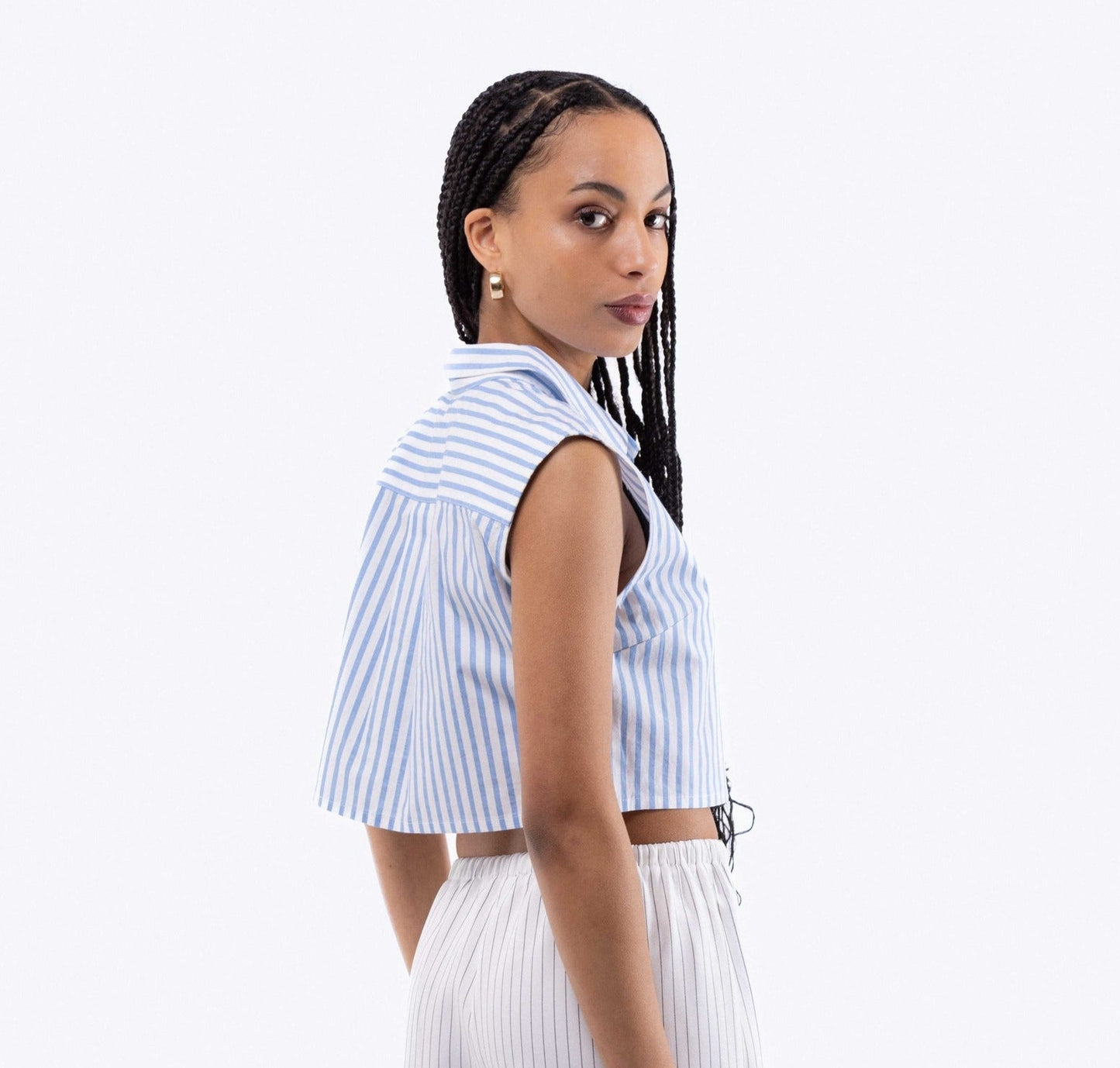 Sleeveless Stripe Cropped Skirt, SILKROAD DAUGHTERS , Shirts & Tops, Shirts