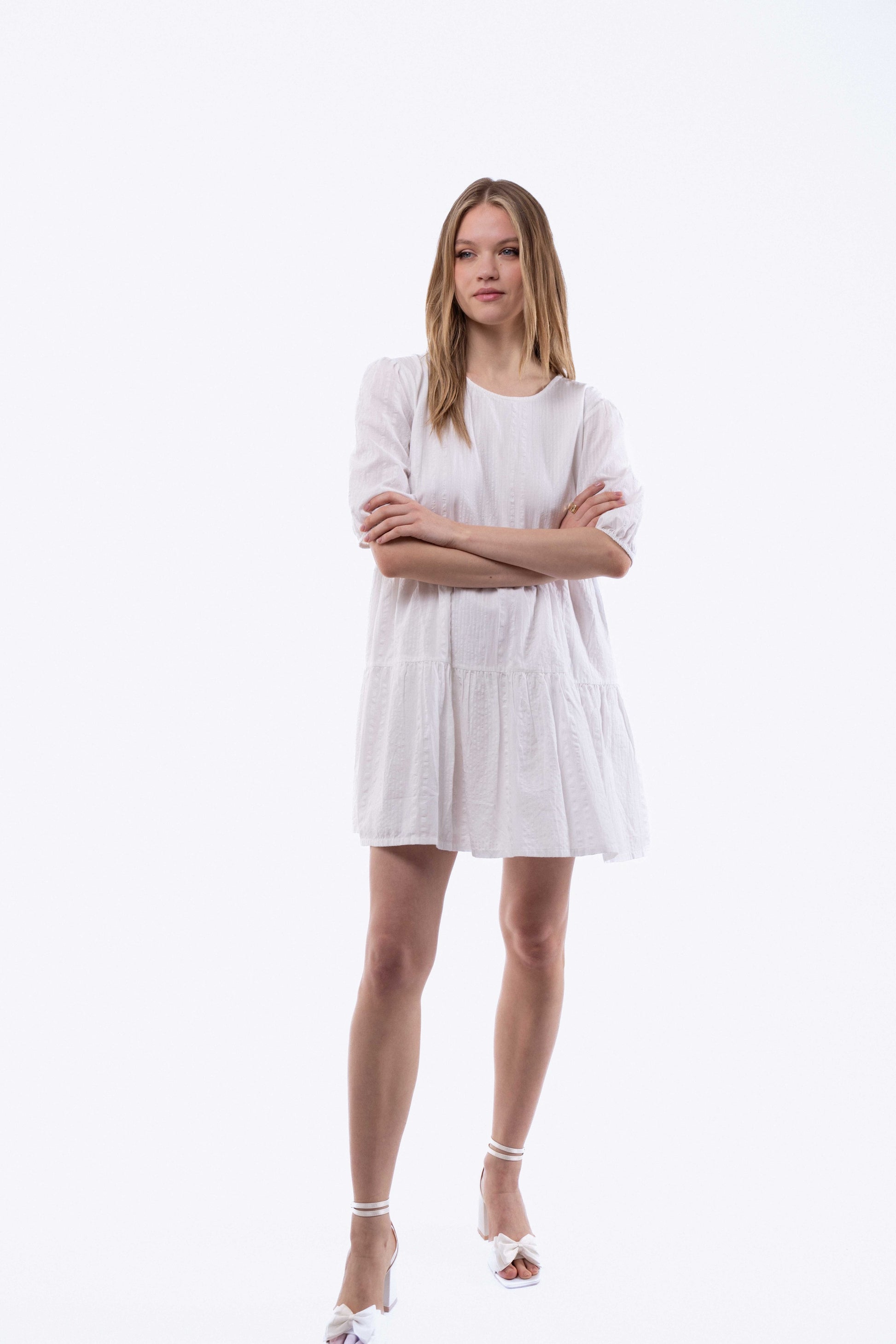 Crew Neck Tiered Dress SILKROAD DAUGHTERS