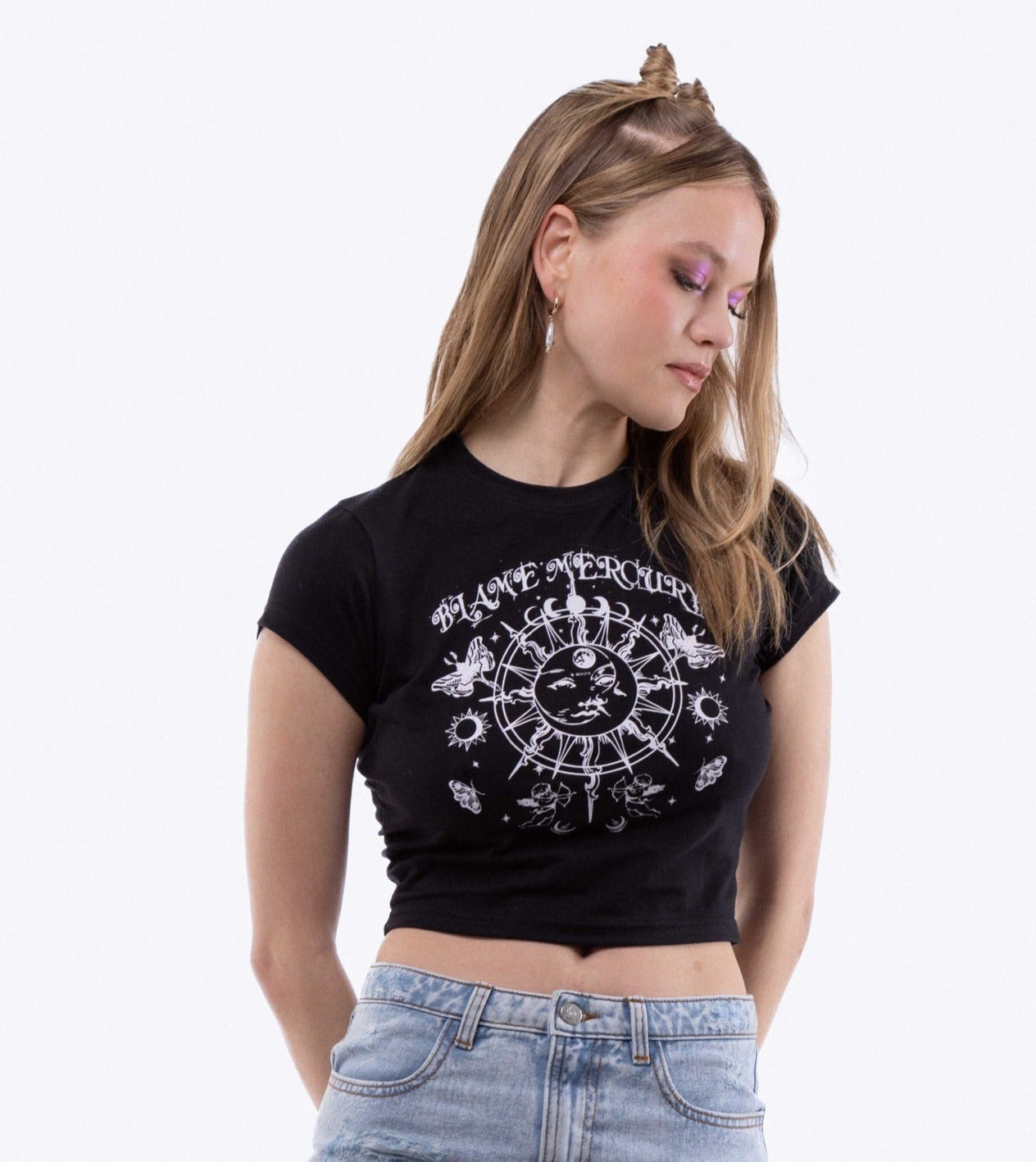 Blame Mercury Cropped Tee, SILKROAD DAUGHTERS , Shirts & Tops, Blame Mercury Cropped Tee