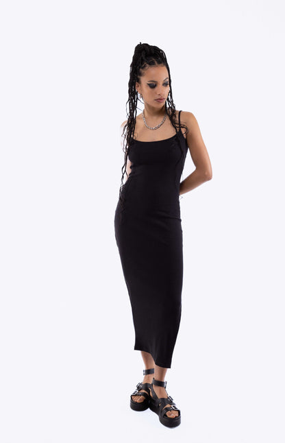 Rib Cami Midi Dress, SILKROAD DAUGHTERS , Dresses, Bodycon Jersey Strappy Mini Dress