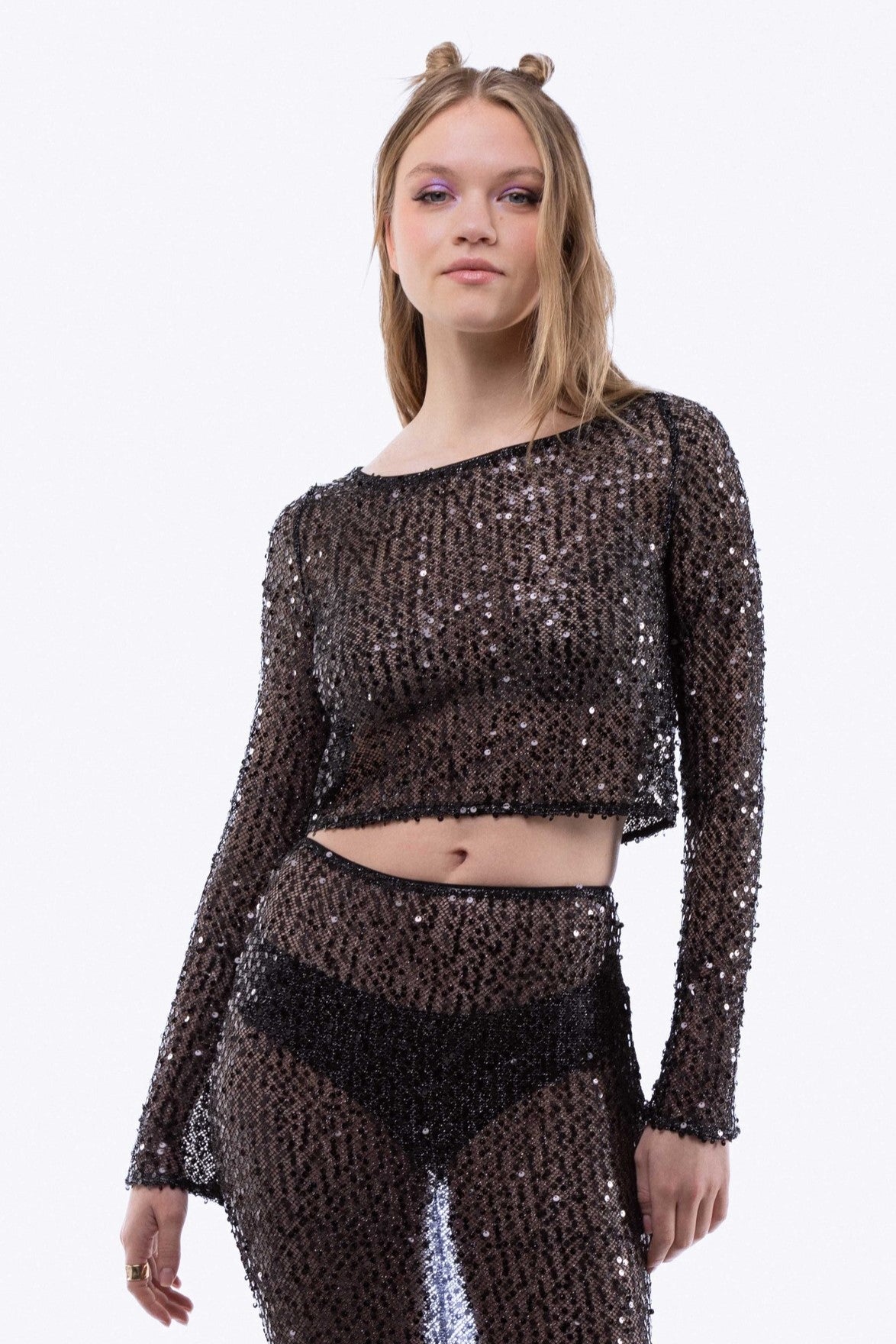 Crochet Sequin Loose Fit Top SILKROAD DAUGHTERS