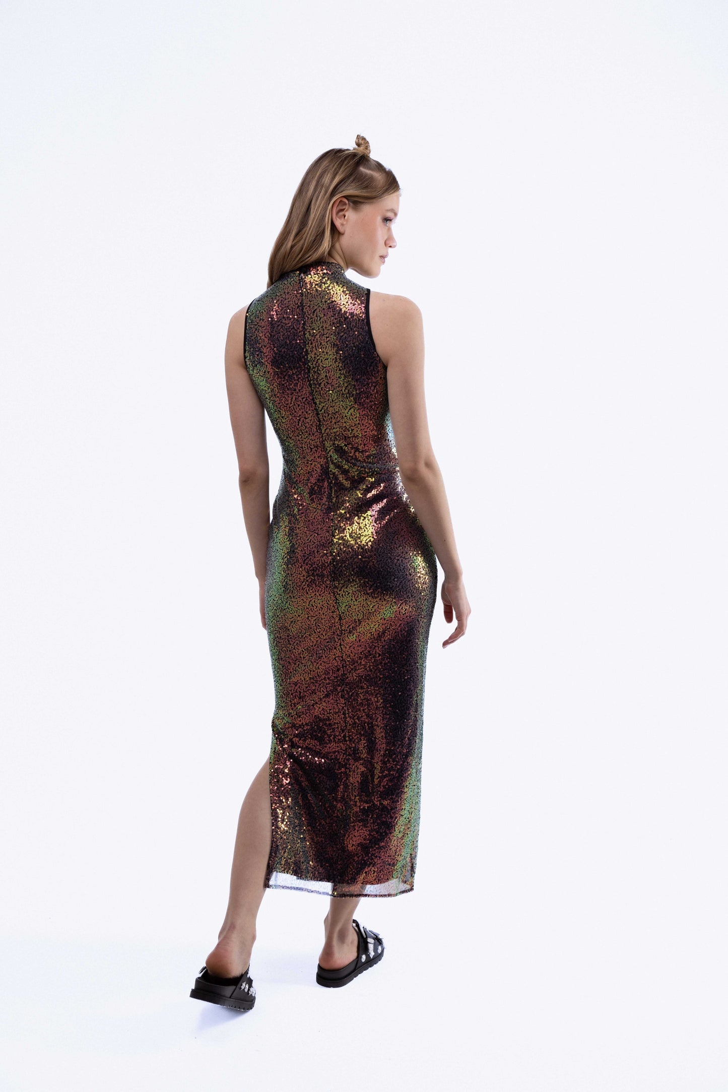 High Neck Sequin Midi Dress, SILKROAD DAUGHTERS , Dresses, Tops