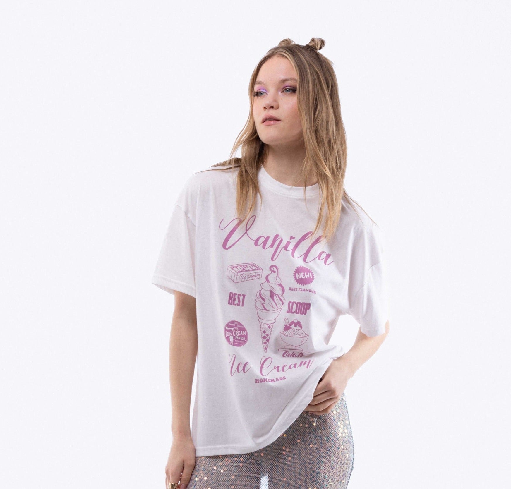 Vanilla Ice Cream Oversized Tee, SILKROAD DAUGHTERS , Shirts & Tops, Vanilla Ice Cream Oversized Tee