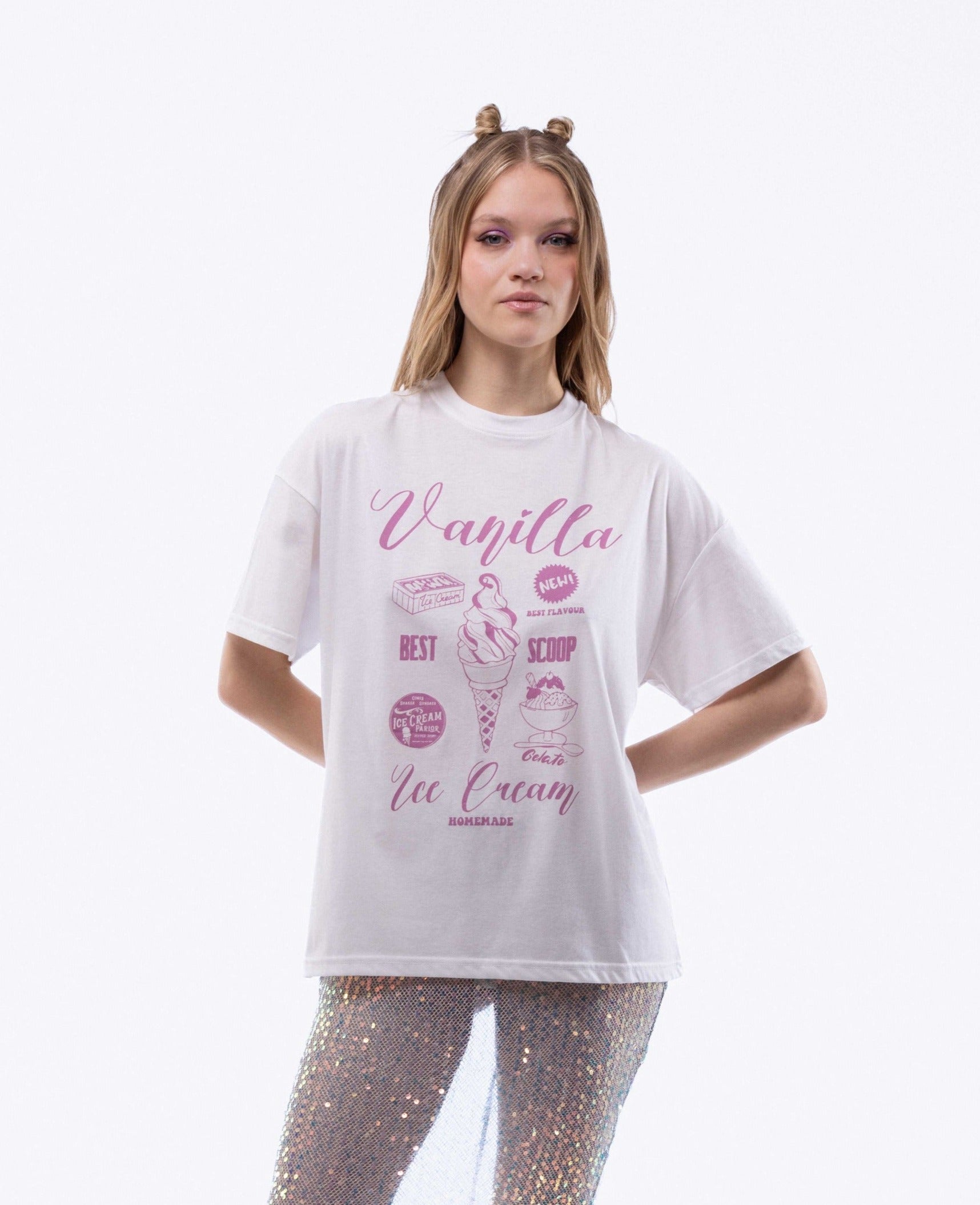 Vanilla Ice Cream Oversized Tee, SILKROAD DAUGHTERS , Shirts & Tops, Vanilla Ice Cream Oversized Tee