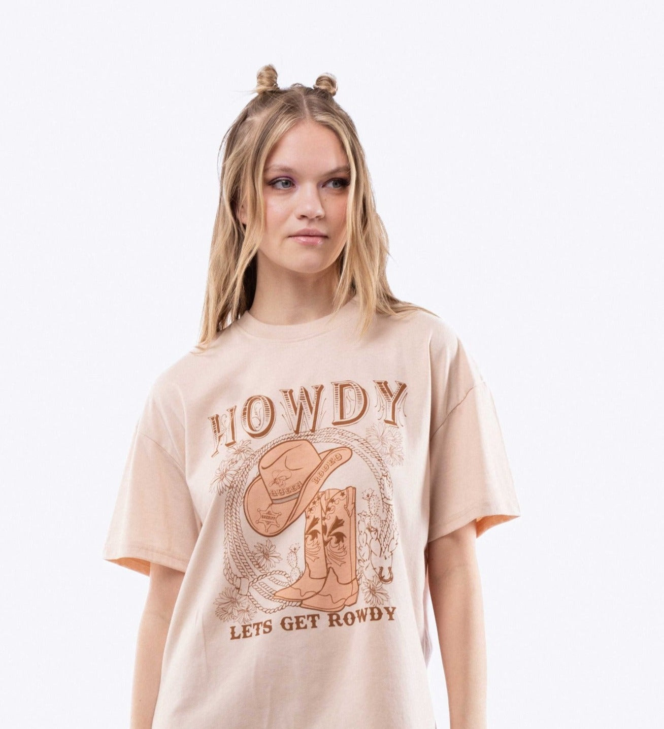 Howdy Let's Get Rowdy Oversized Tee, SILKROAD DAUGHTERS , Shirts & Tops, Howdy Let's Get Rowdy Oversized Tee