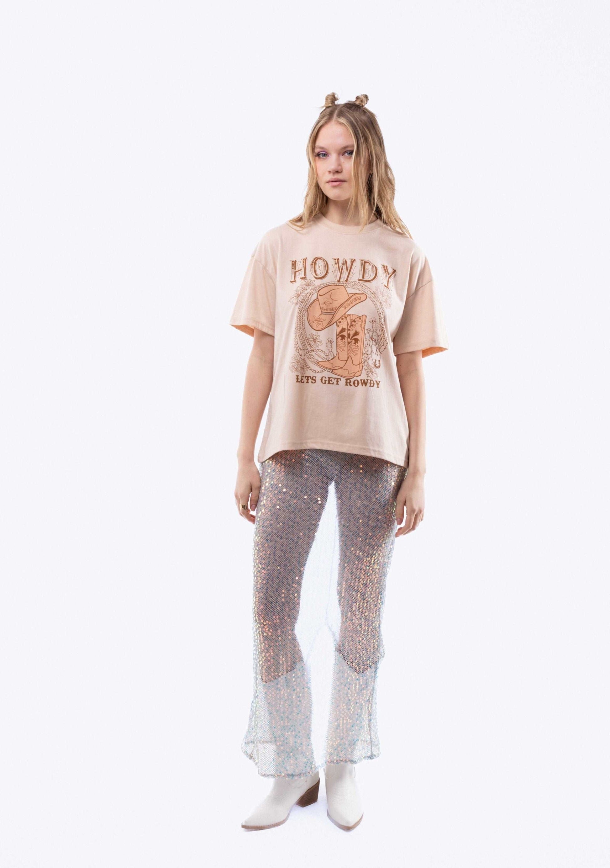 Howdy Let's Get Rowdy Oversized Tee