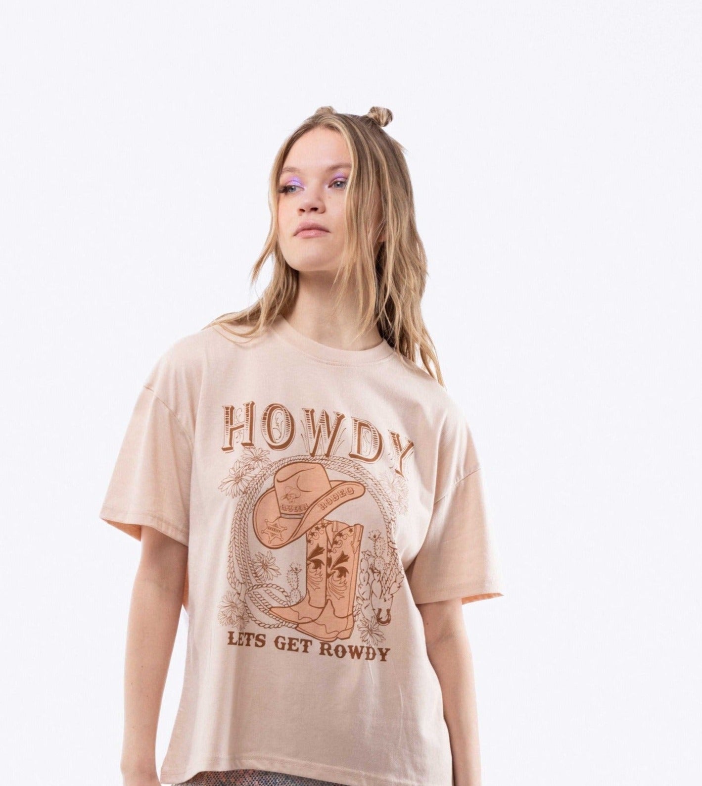 Howdy Let's Get Rowdy Oversized Tee, SILKROAD DAUGHTERS , Shirts & Tops, Howdy Let's Get Rowdy Oversized Tee