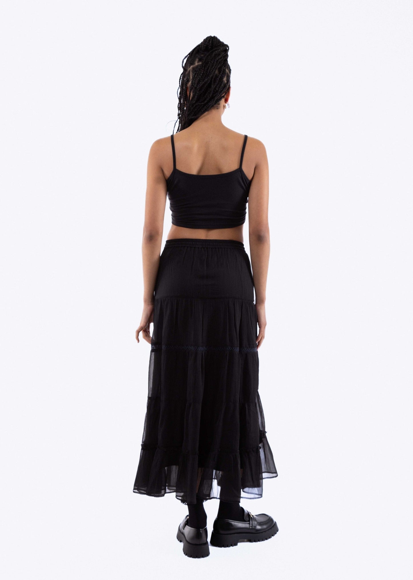 Black Chiffon Tiered Skirt, SILKROAD DAUGHTERS , Skirts, Skirts