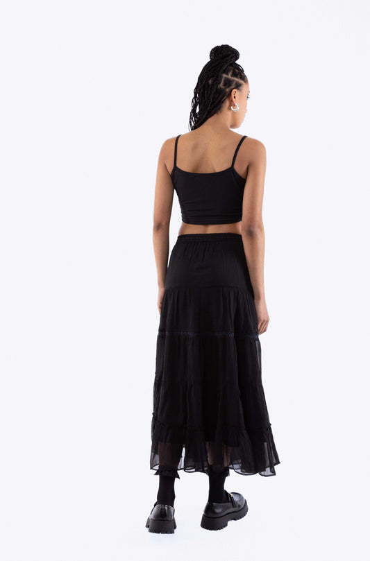 Black Chiffon Tiered Skirt, SILKROAD DAUGHTERS , Skirts, Skirts