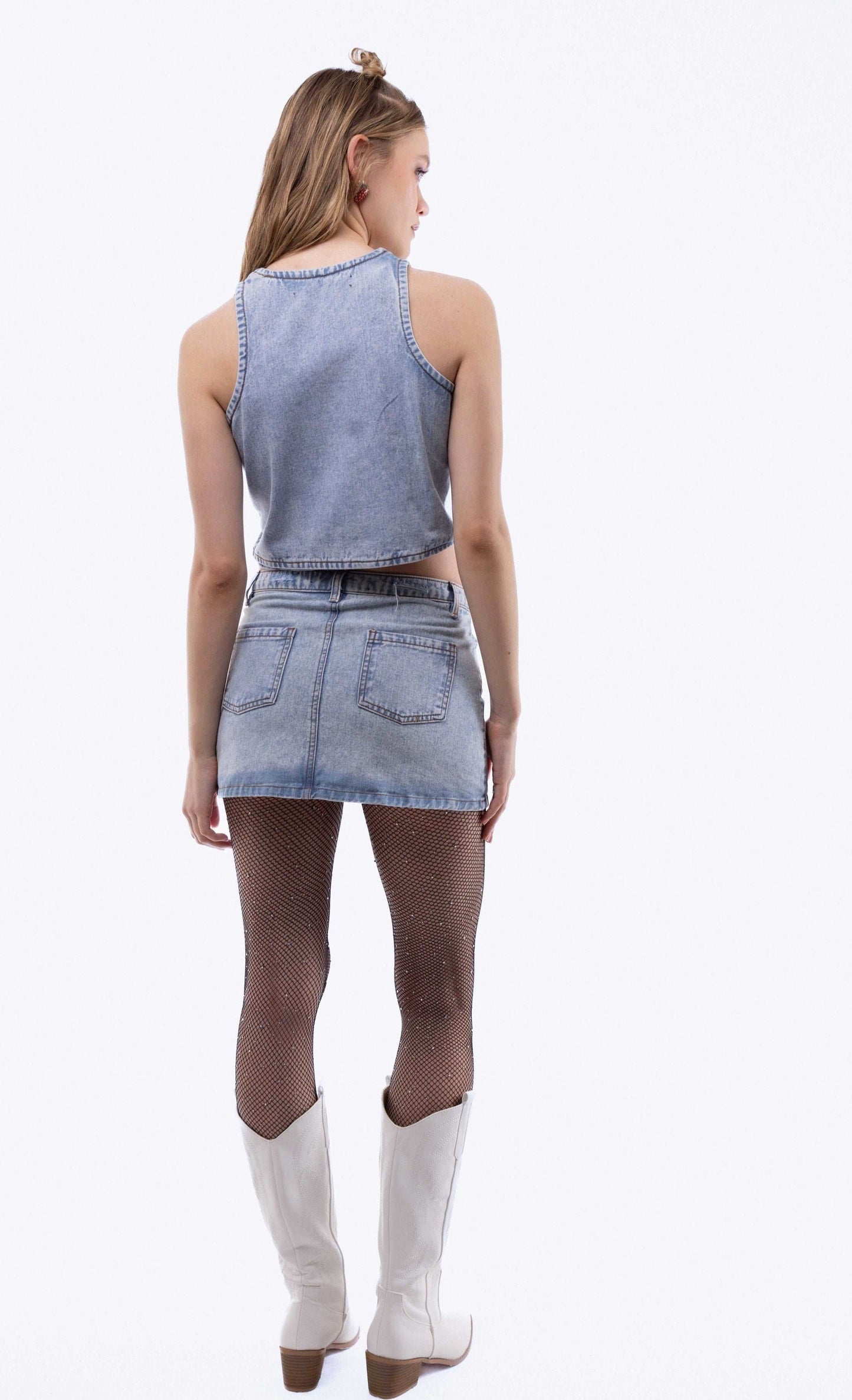 Denim Bleach Waistcoat