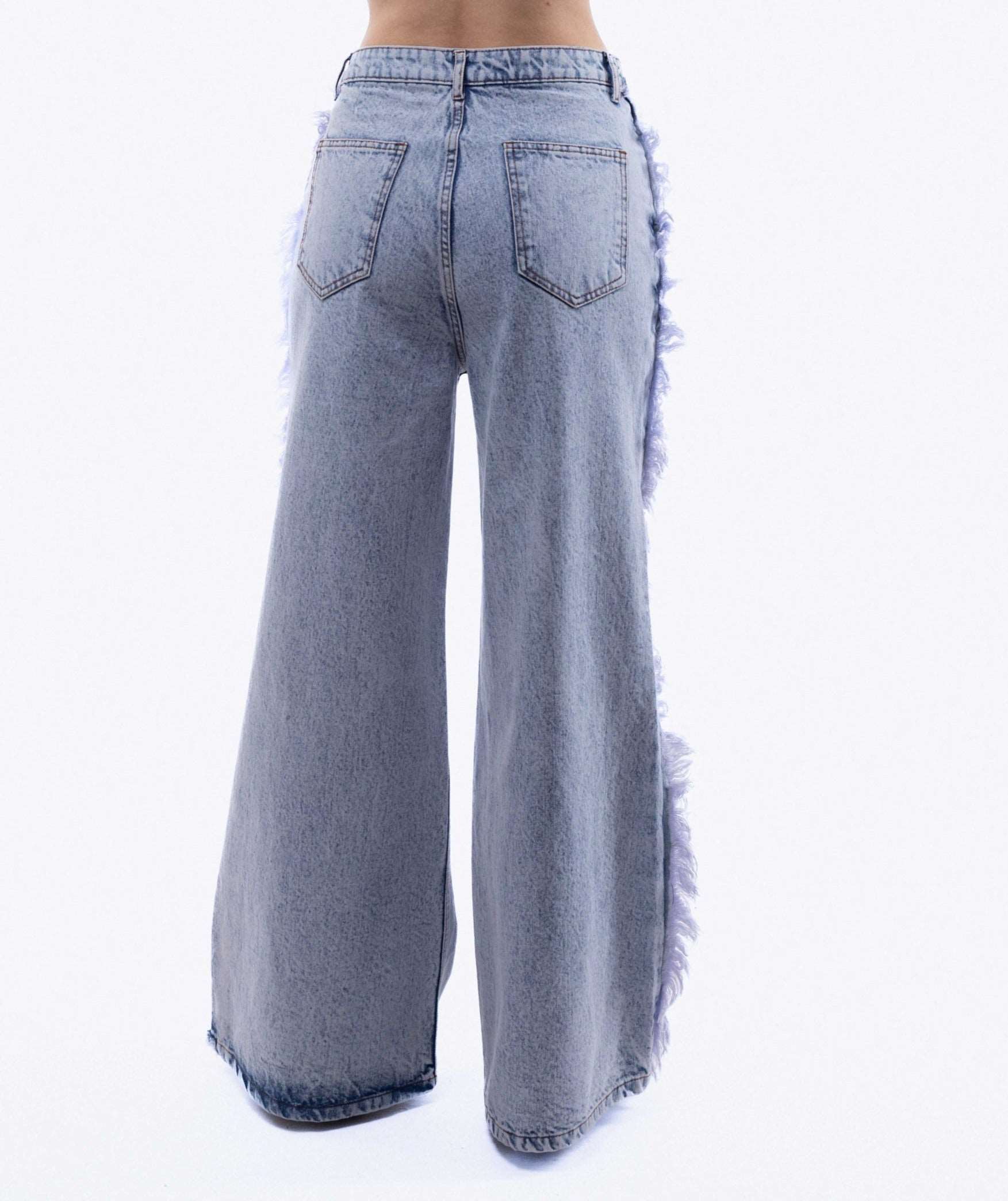 Denim Fringe Wide Leg Jeans