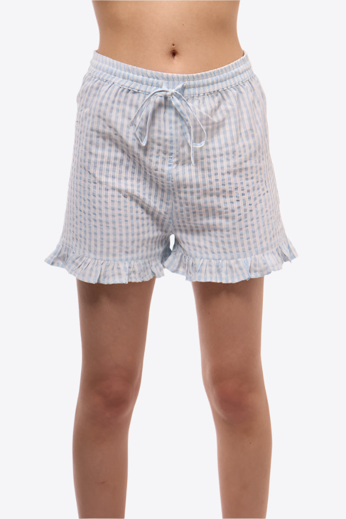 GINGHAM RUFFLE HEM SHORTS SILKROAD DAUGHTERS