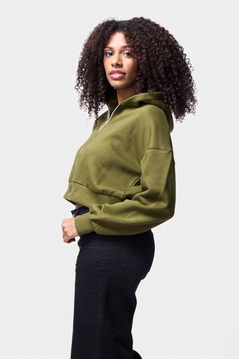 Zip Through Cropped Hoodie SILKROAD DAUGHTERS