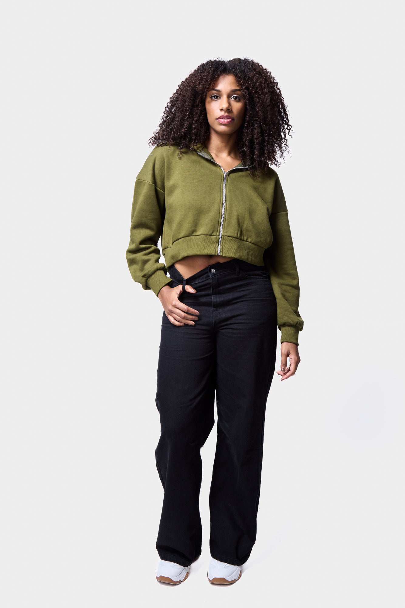 Zip Through Cropped Hoodie SILKROAD DAUGHTERS