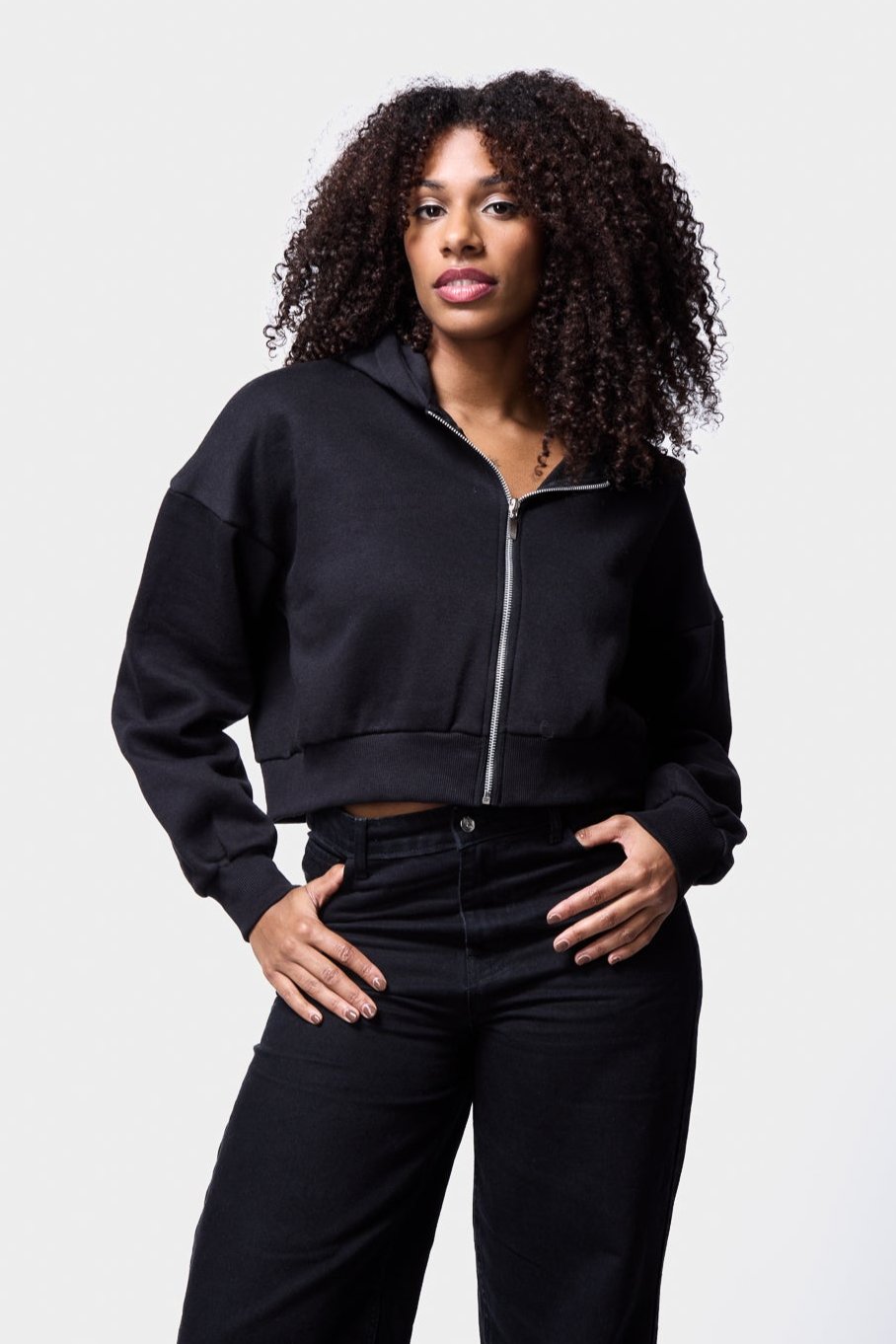 Zip Through Cropped Hoodie SILKROAD DAUGHTERS