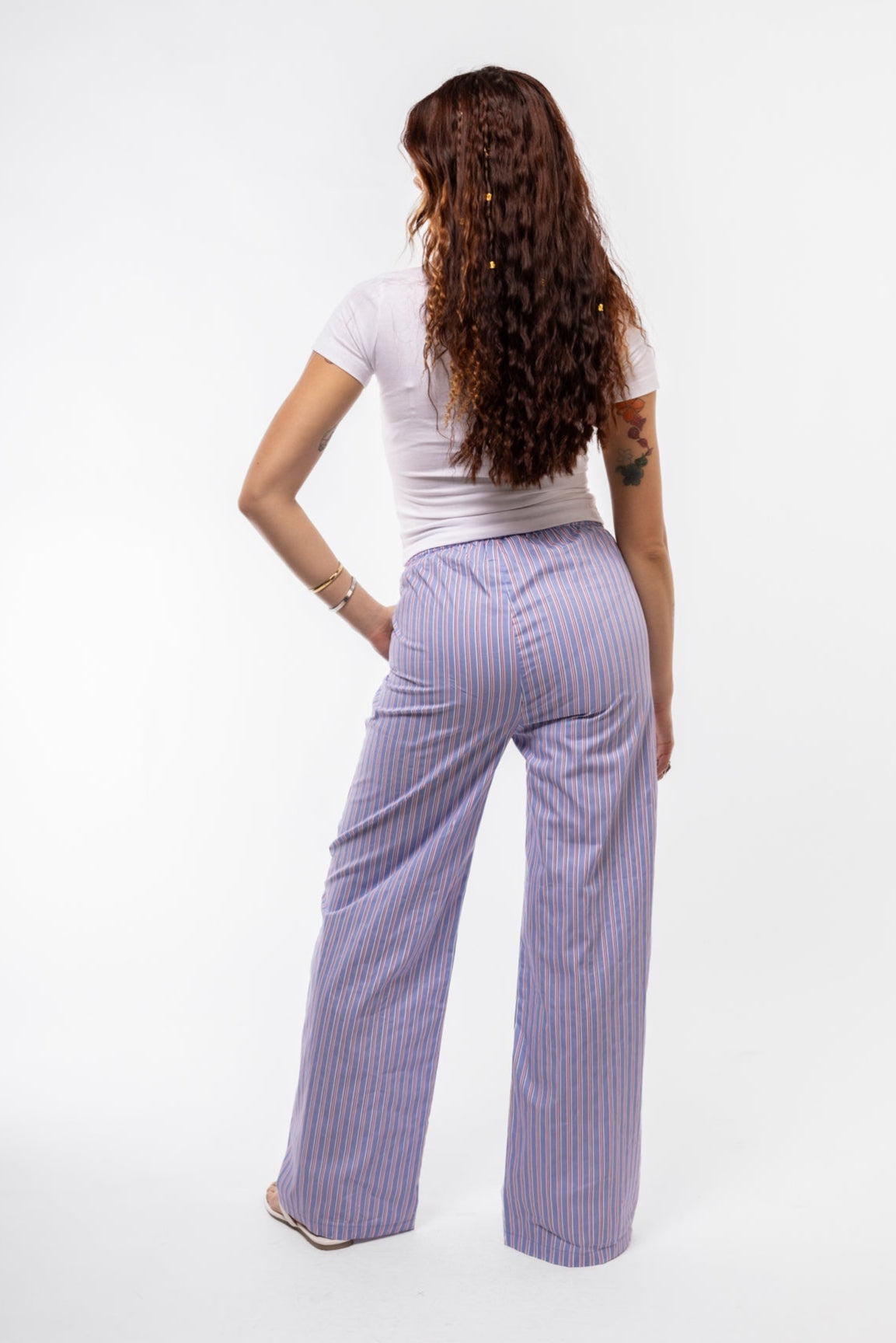 Back view of Le Croissant rhinestone tee with plain back and relaxed fit

