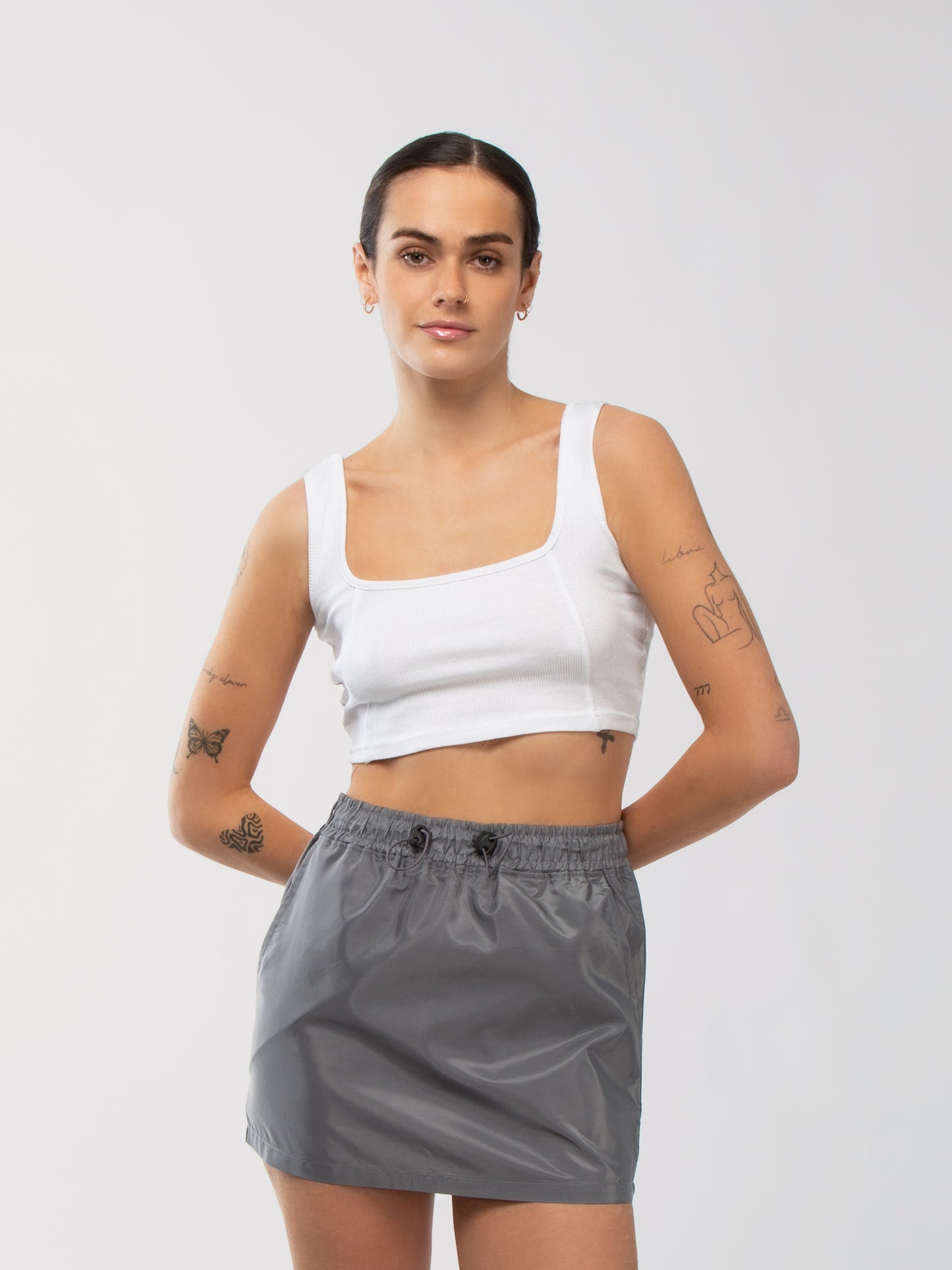 Grey Toggle Parachute Mini Skirt