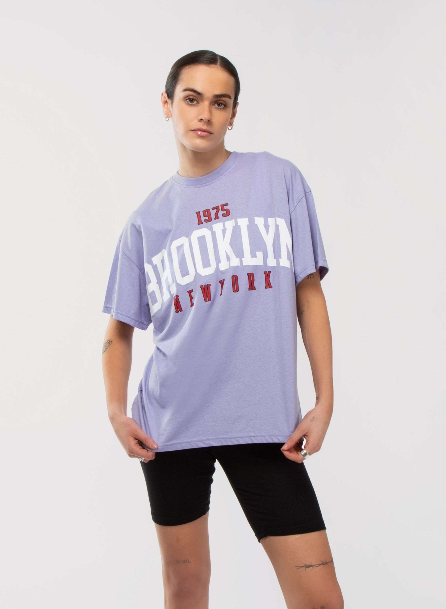 Lilac Brooklyn Print Oversized Tee