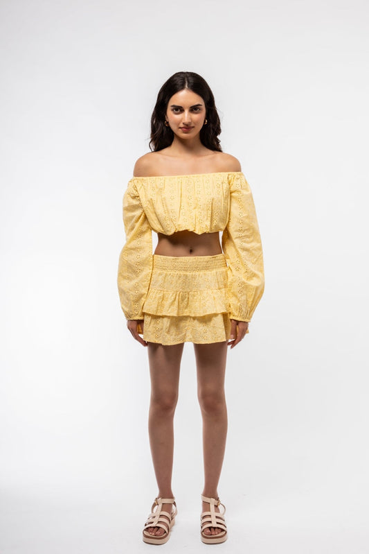 BRODERIE DETAIL OFF-SHOULDER TOP SILKROAD DAUGHTERS