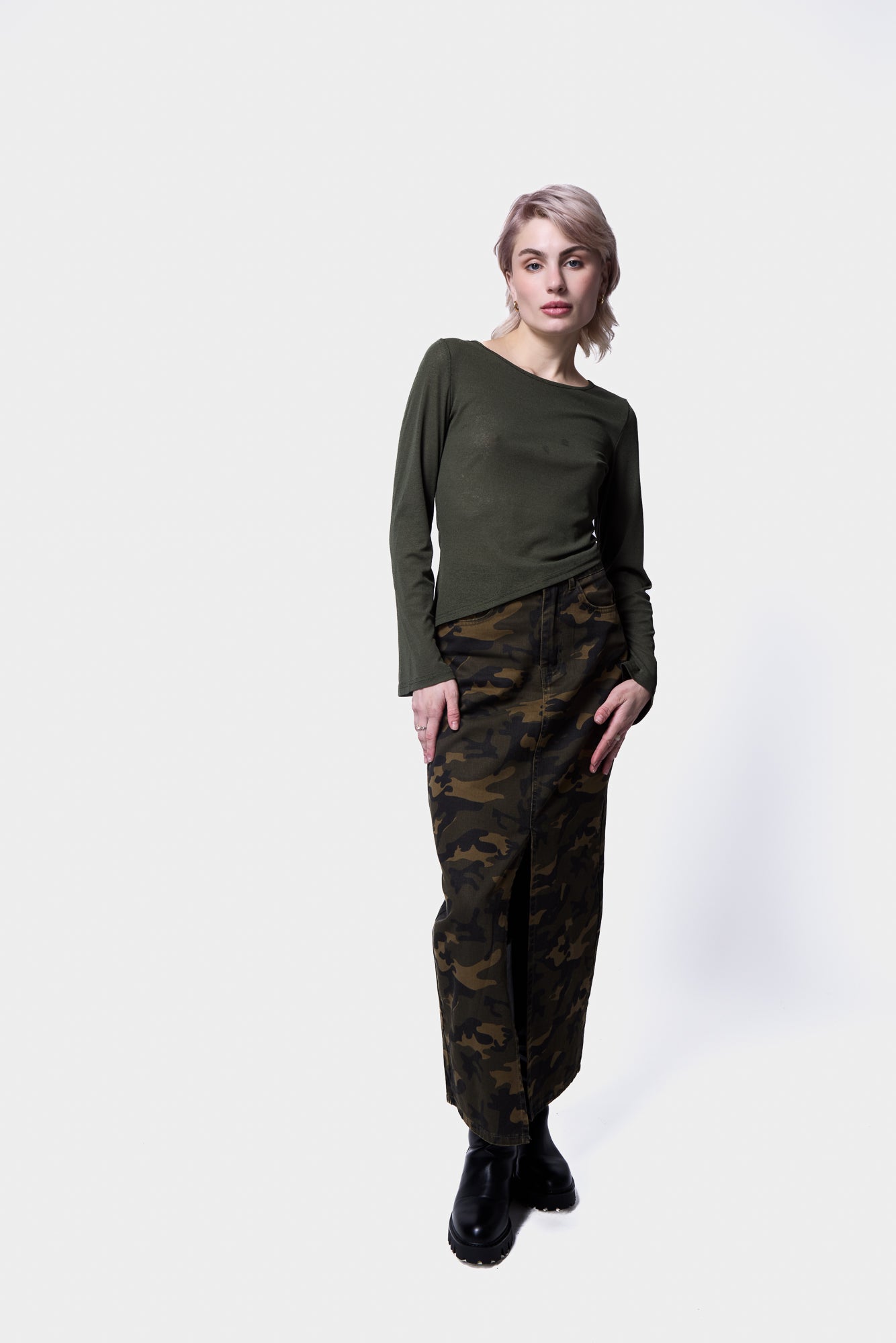 CAMO PRINT PENCIL SKIRT SILKROAD DAUGHTERS