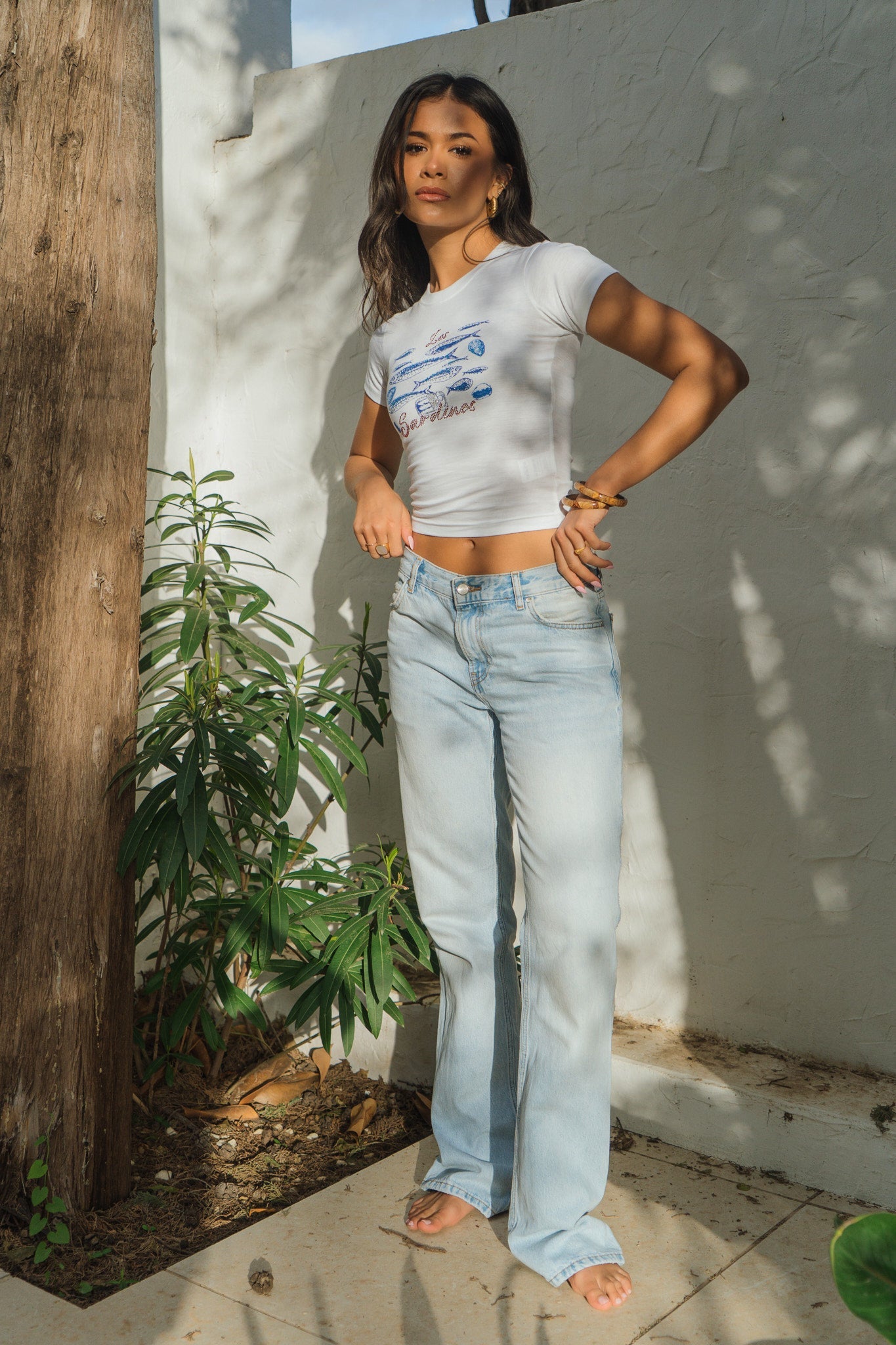 'SARDINES' RHINETSONE FITTED TEE SILKROAD DAUGHTERS