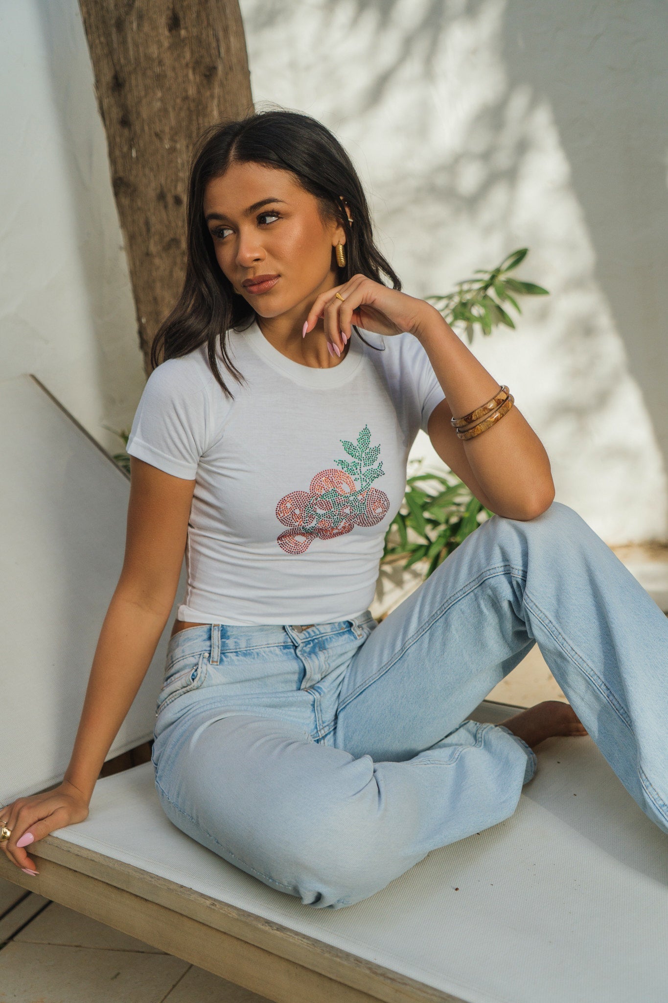 TOMATOES RHINESTONE FITTED TEE SILKROAD DAUGHTERS