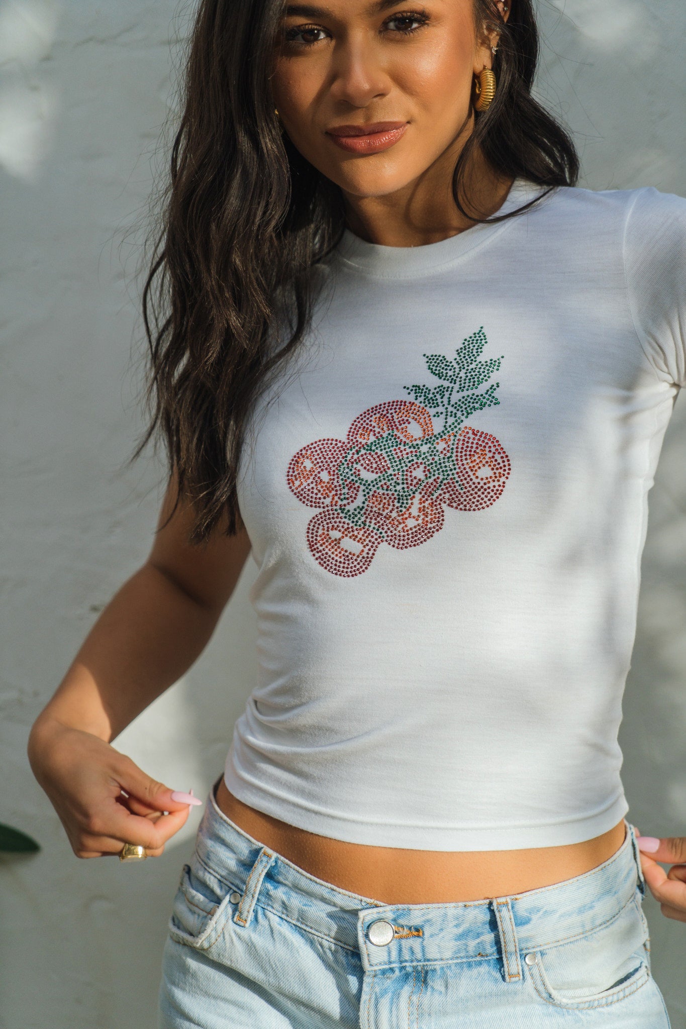 TOMATOES RHINESTONE FITTED TEE SILKROAD DAUGHTERS