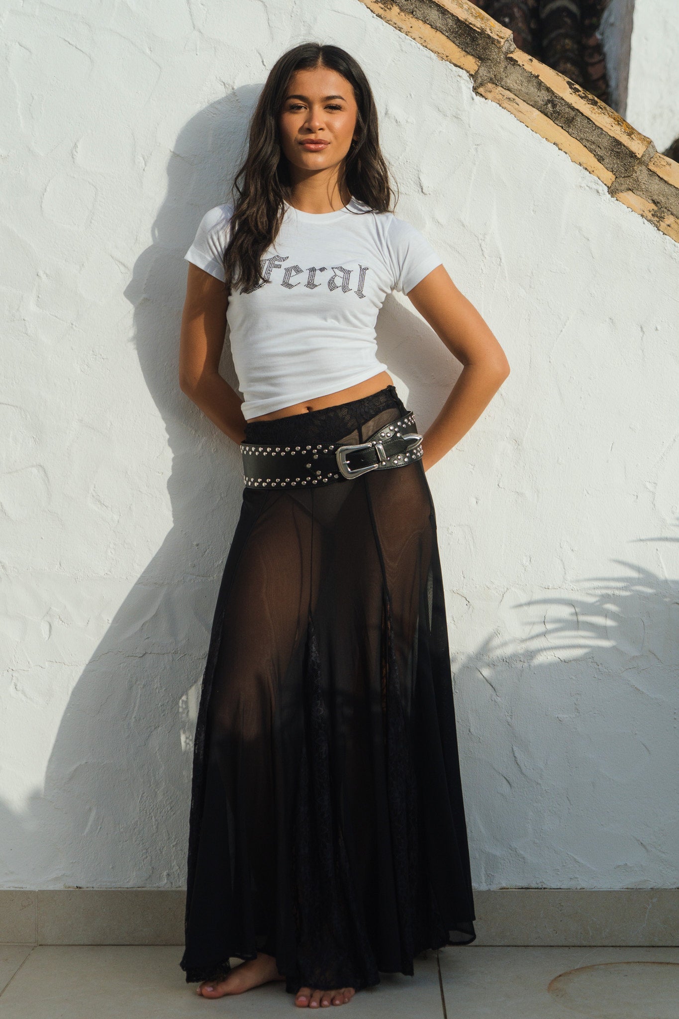 FERAL RHINESTONE FITTED TEE SILKROAD DAUGHTERS