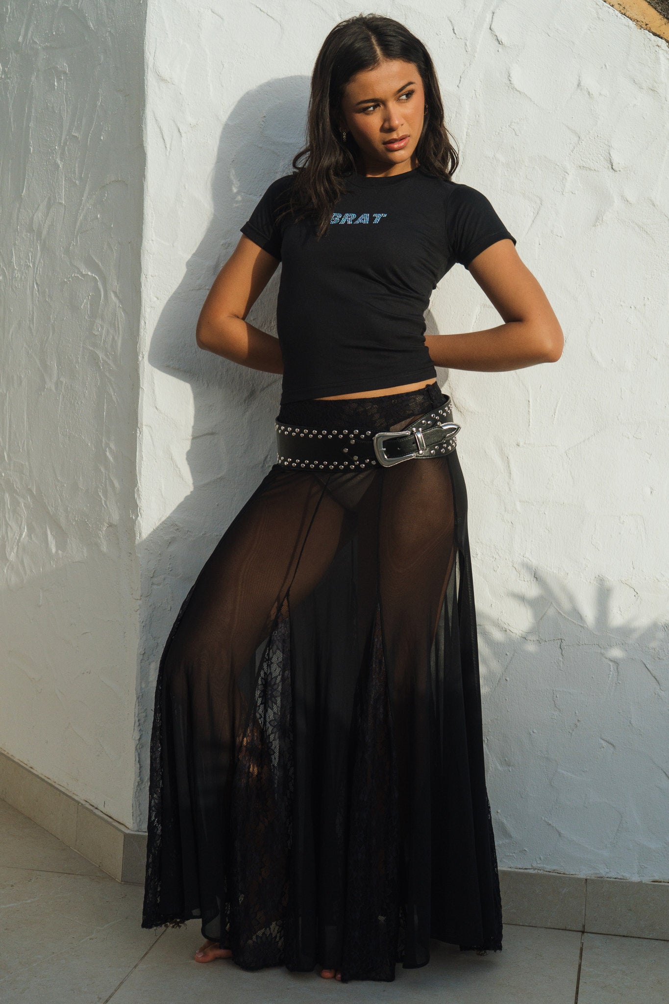 BRAT RHINESTONE FITTED TEE SILKROAD DAUGHTERS