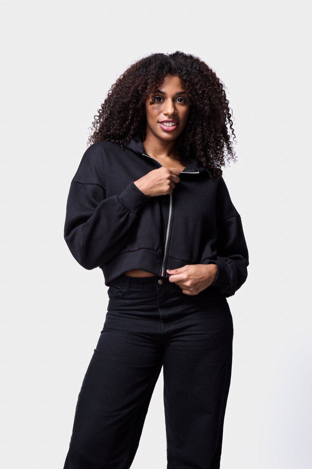 Zip Through Cropped Hoodie SILKROAD DAUGHTERS