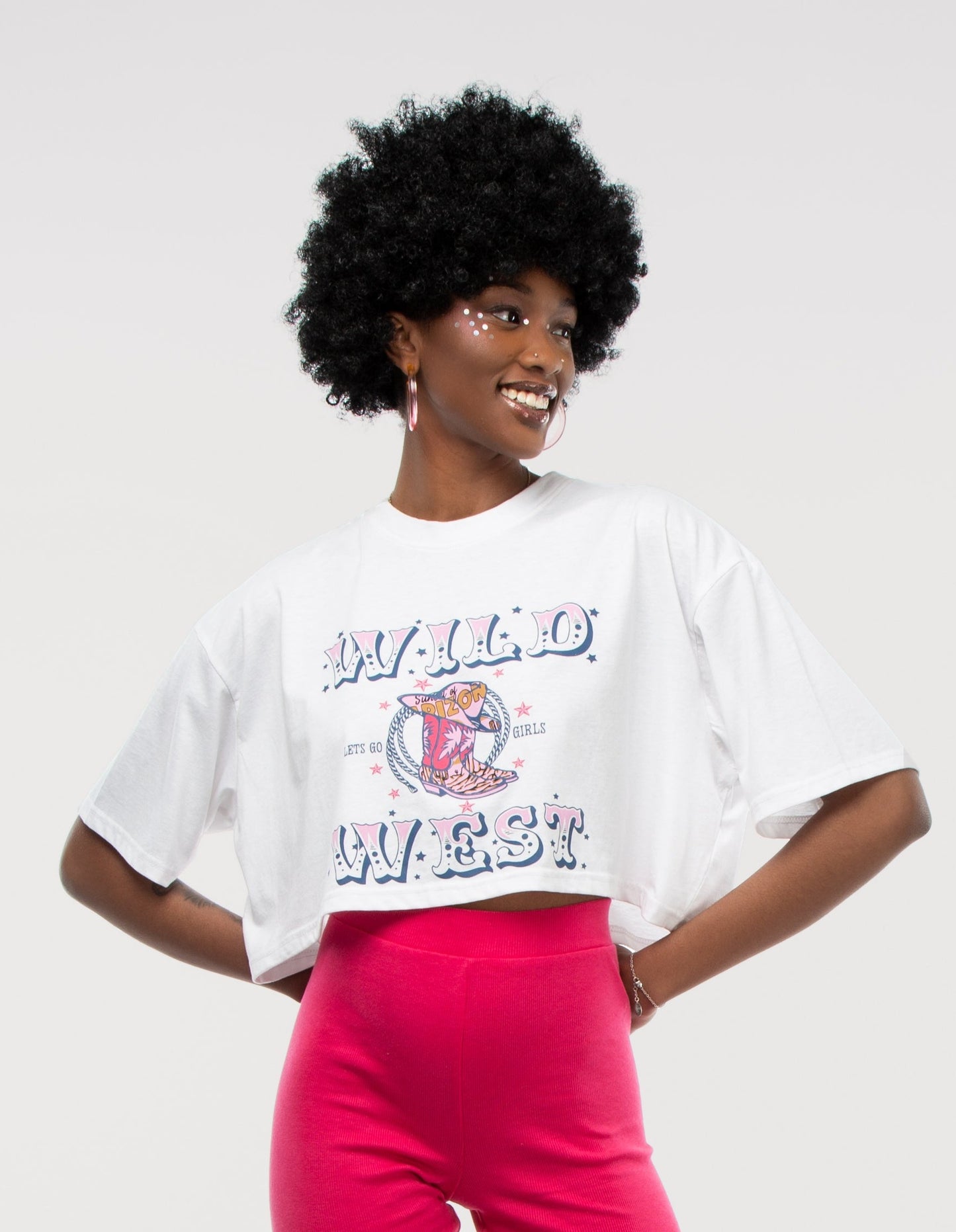 Wild West Printed Drop Shoulder Cropped Oversized Tee