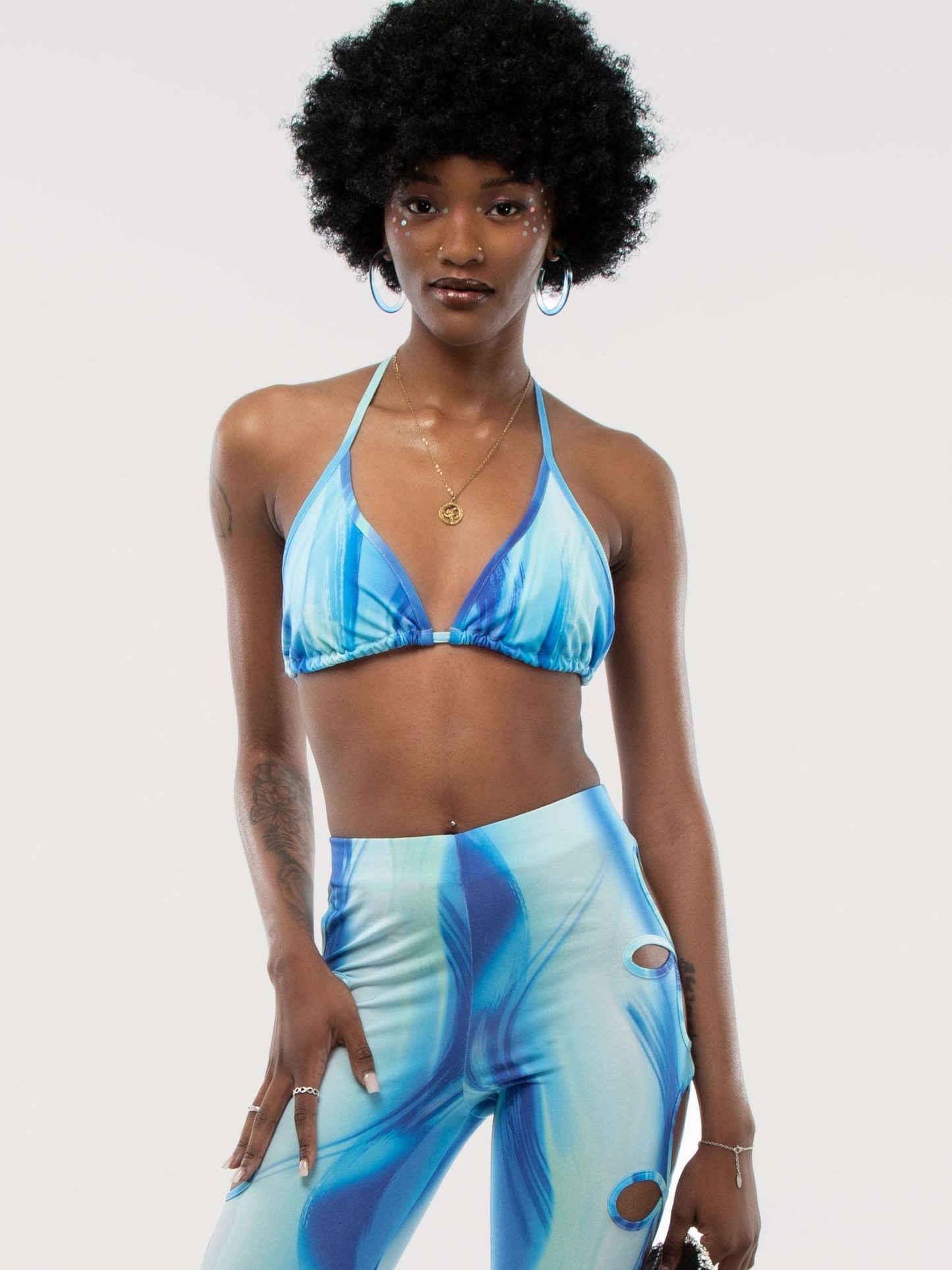 Ombre Blue Triangle Bikini Top