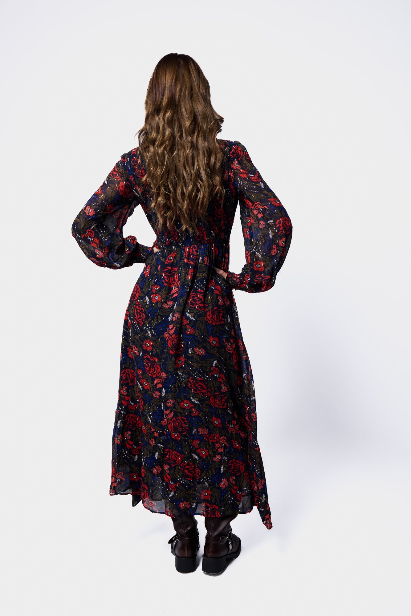 Printed Georgette Midi Dress SILKROAD DAUGHTERS