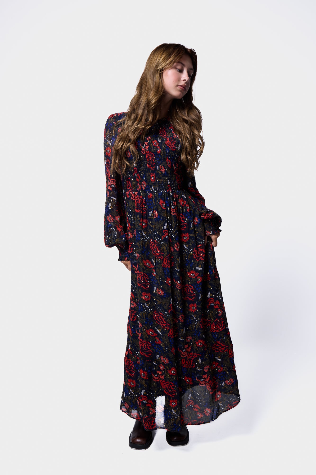 Printed Georgette Midi Dress SILKROAD DAUGHTERS