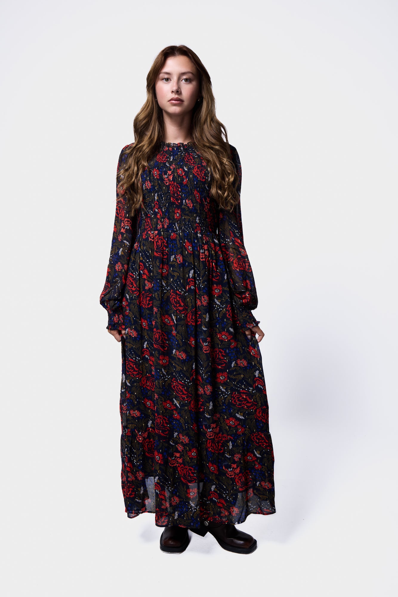 Printed Georgette Midi Dress SILKROAD DAUGHTERS