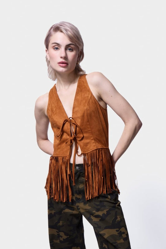 Chic Suede Fringe Waistcoat