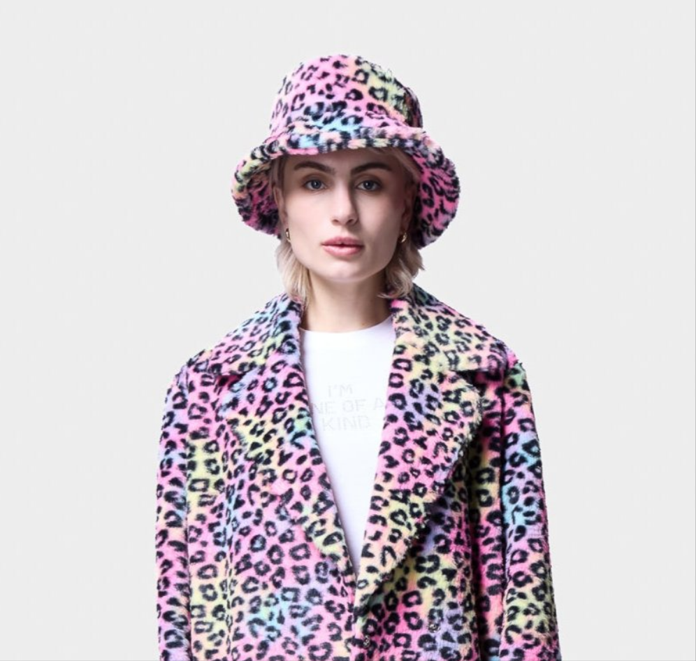 ANIMAL PRINT FUR FAUX BUCKET HAT SILKROAD DAUGHTERS